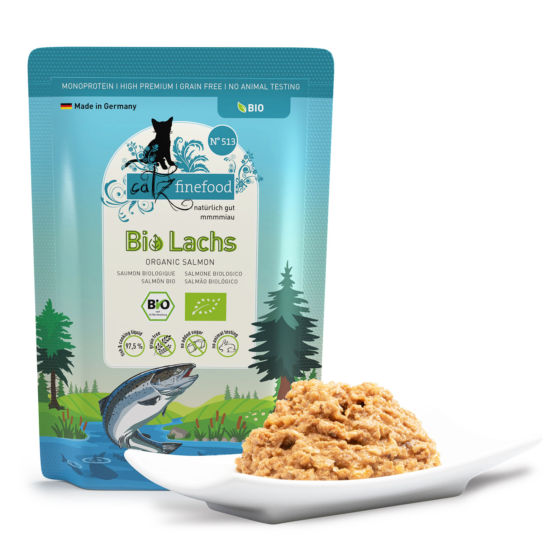 Catz Finefood Bio No. 513 avec saumon, 85g