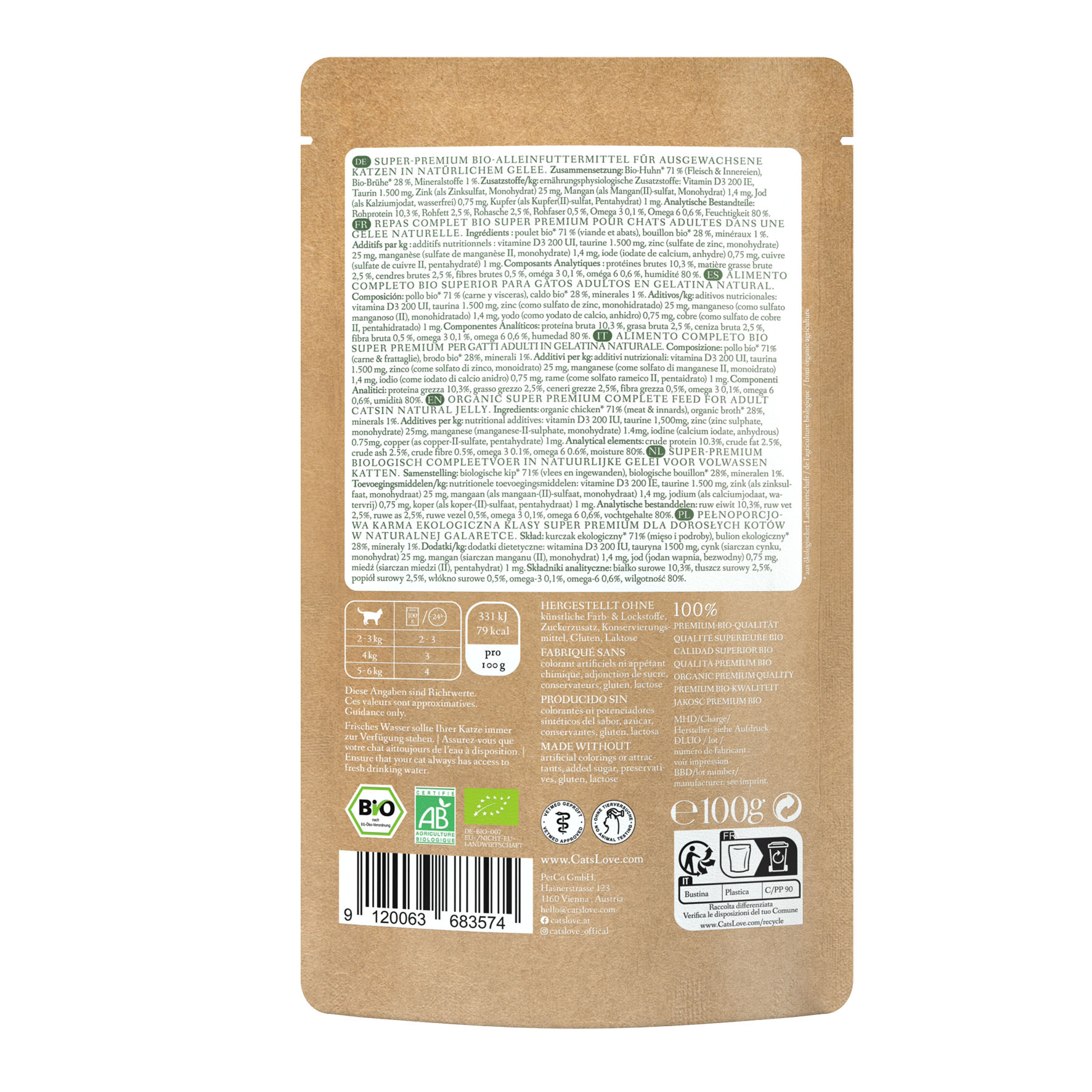 CAT'S LOVE ADULT BIO Huhn, 100g