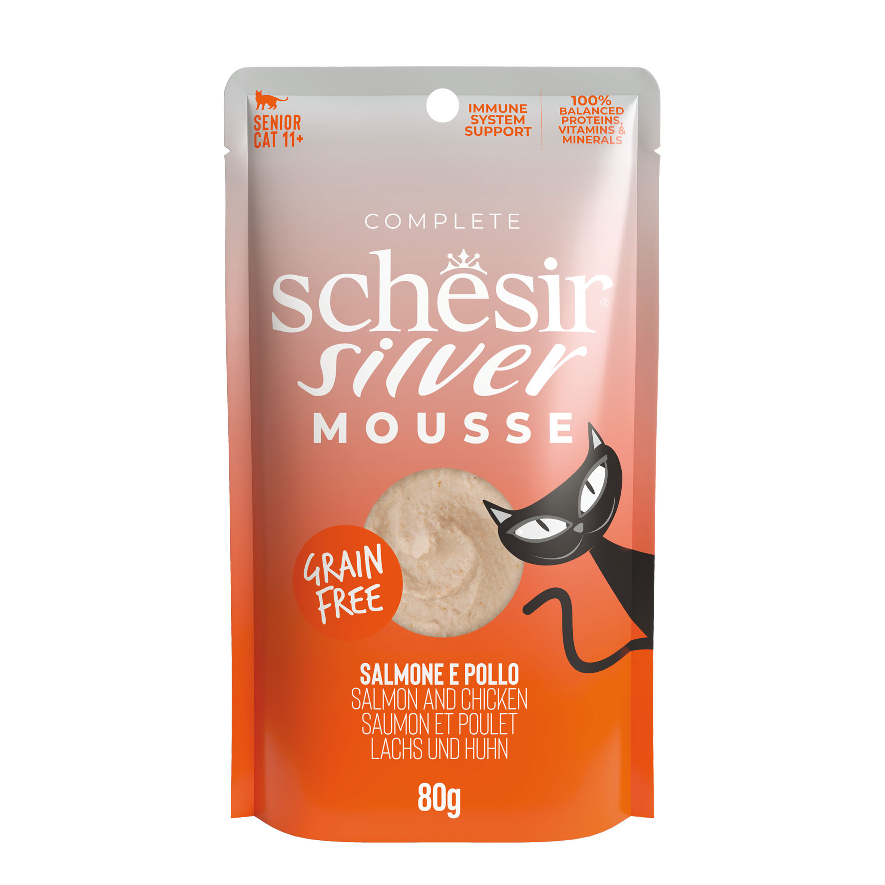 Schesir Senior 11+ Silver Mousse Lachs und Huhn, 80g