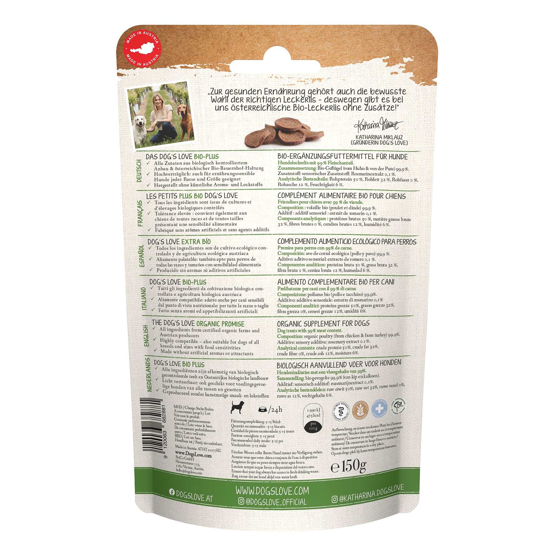 Dog's Love Chips 100% Bio volaille, 150g