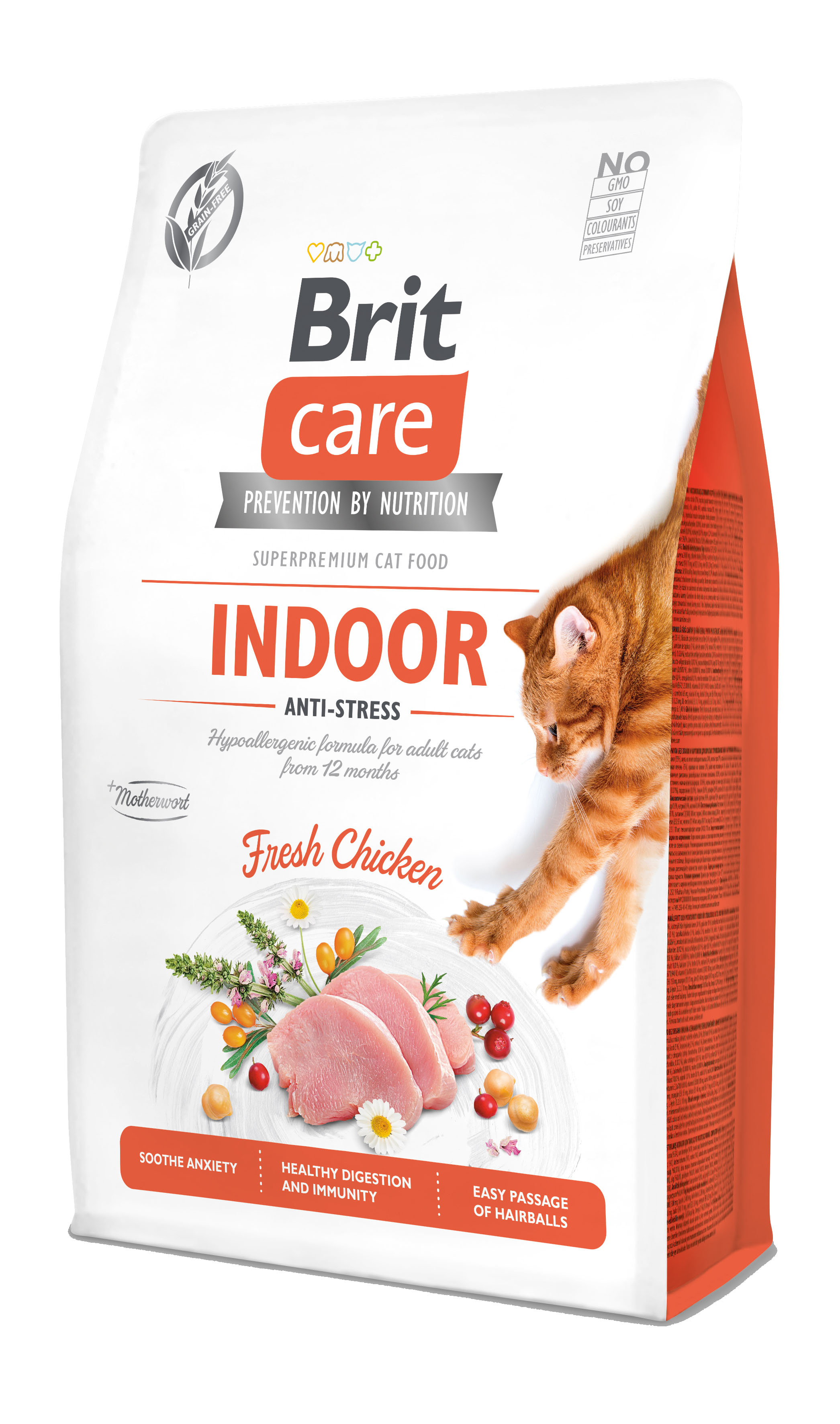 Brit Care Cat Adult Indoor Anti-Stress - Pollo, croccantini per gatti, 2 kg