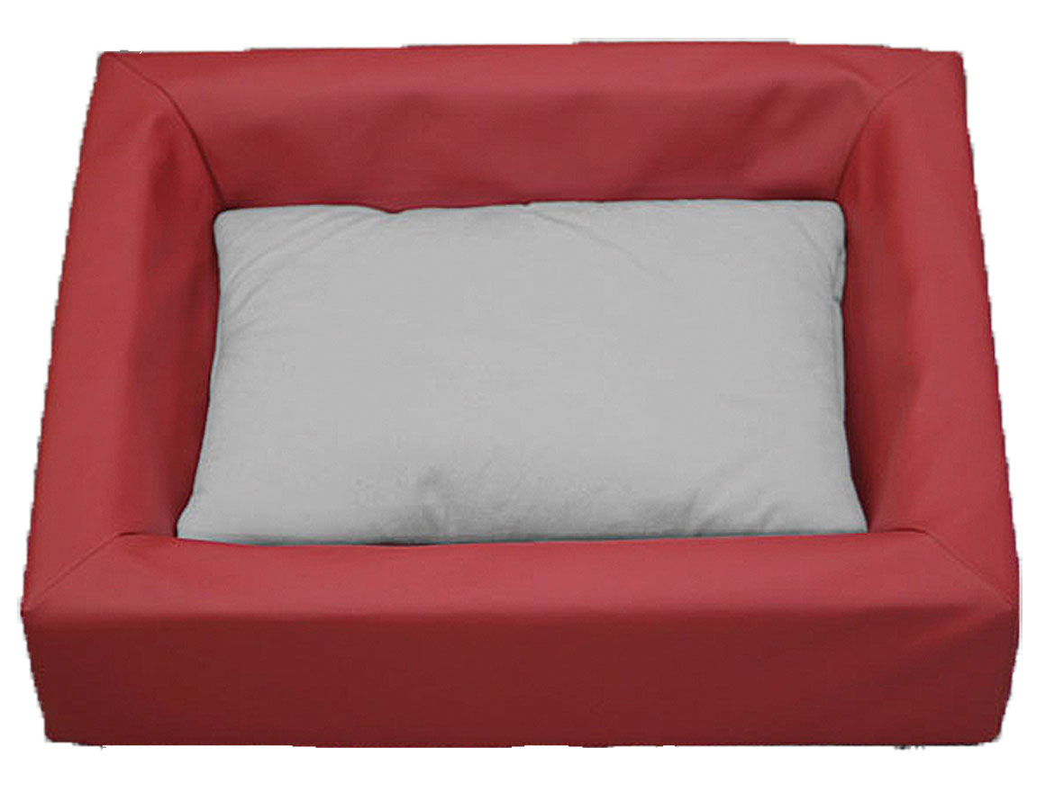 swisspet Lit hygiénique avec coussin, S, rouge foncé/gris, 60x50x14cm