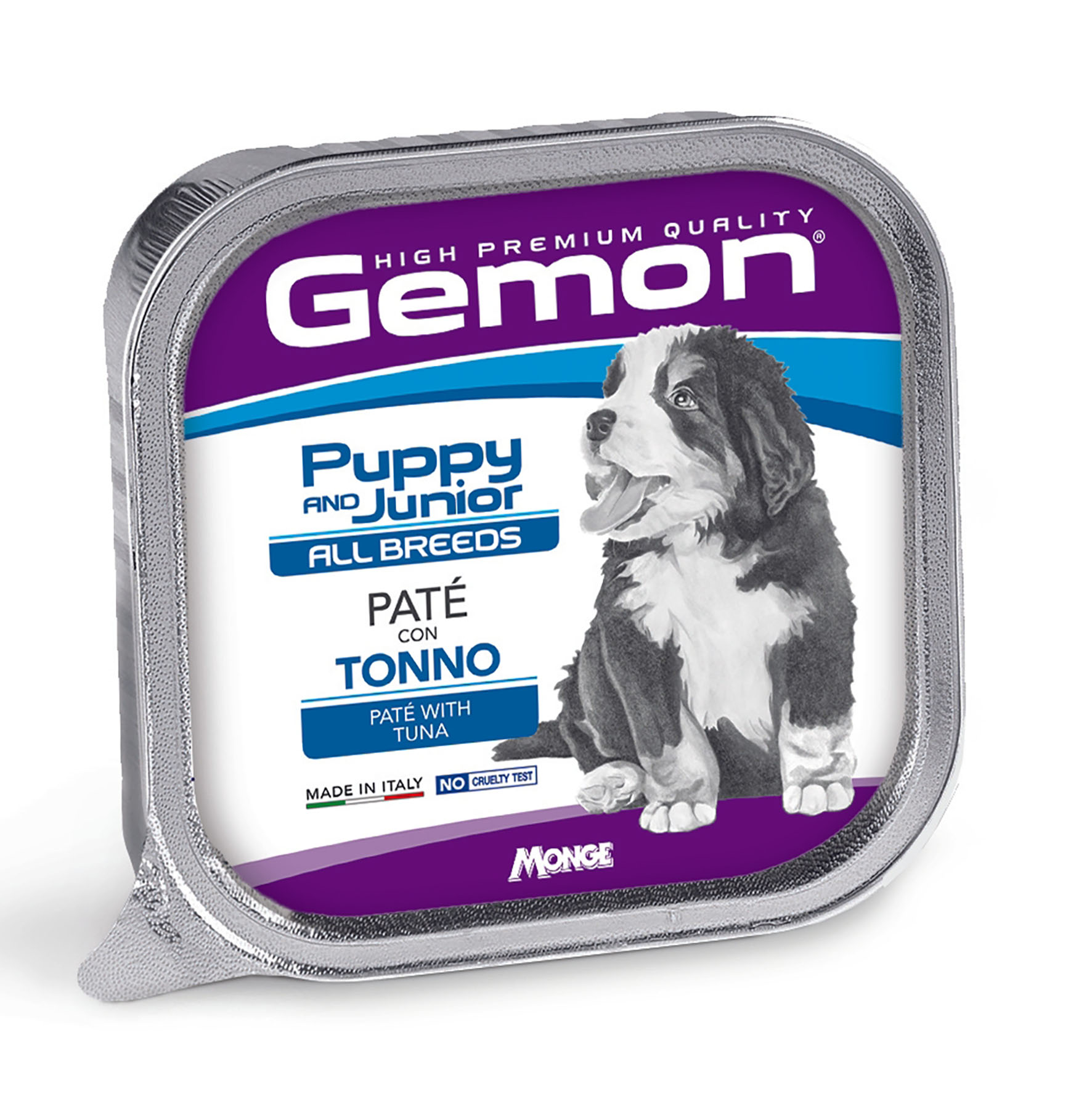 Gemon Dog Puppy & Junior - Pâté au thon, aliments humides pour jeunes chiens, 150 g