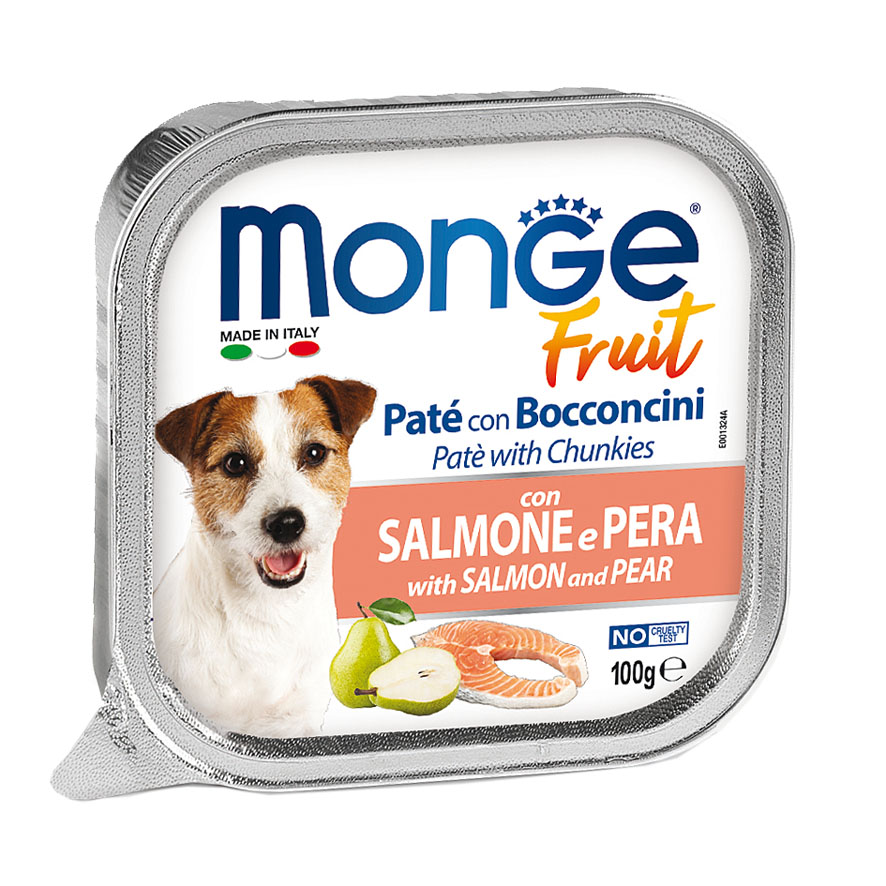 Monge Dog Fruit Paté saumon avec poire, 100g