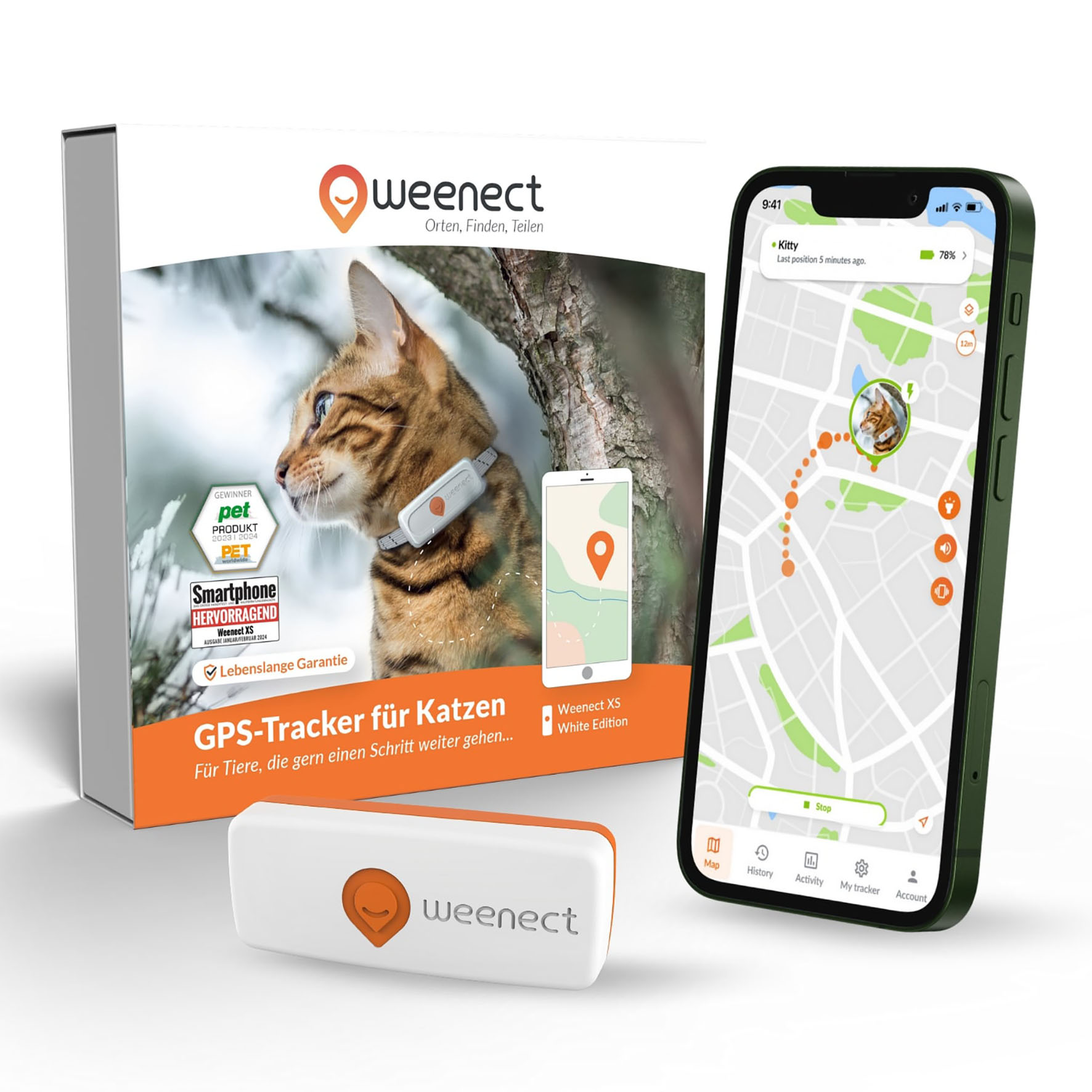 Weenect GPS Tracker für Katzen – XS, weiss