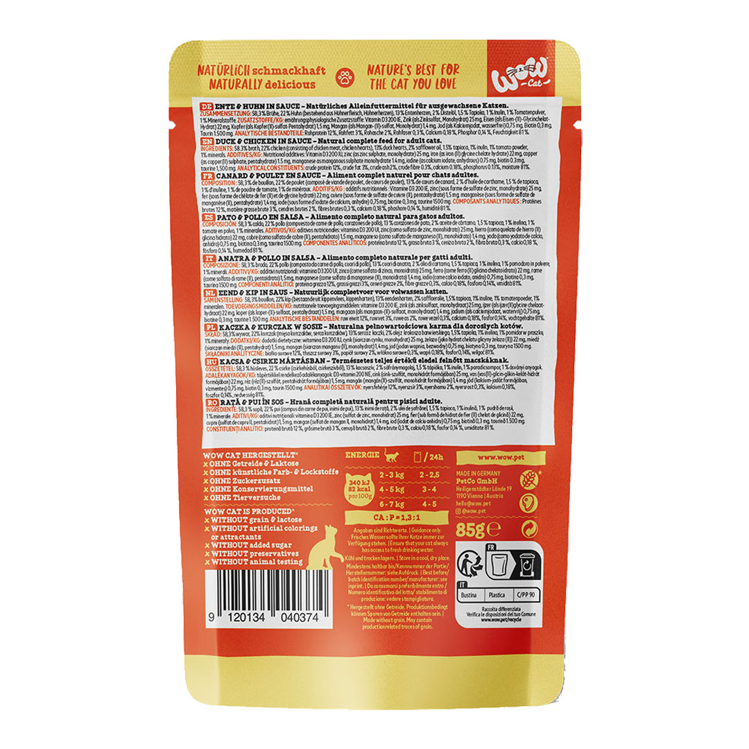 WOW CAT Canard&Poulet en sauce, 85g