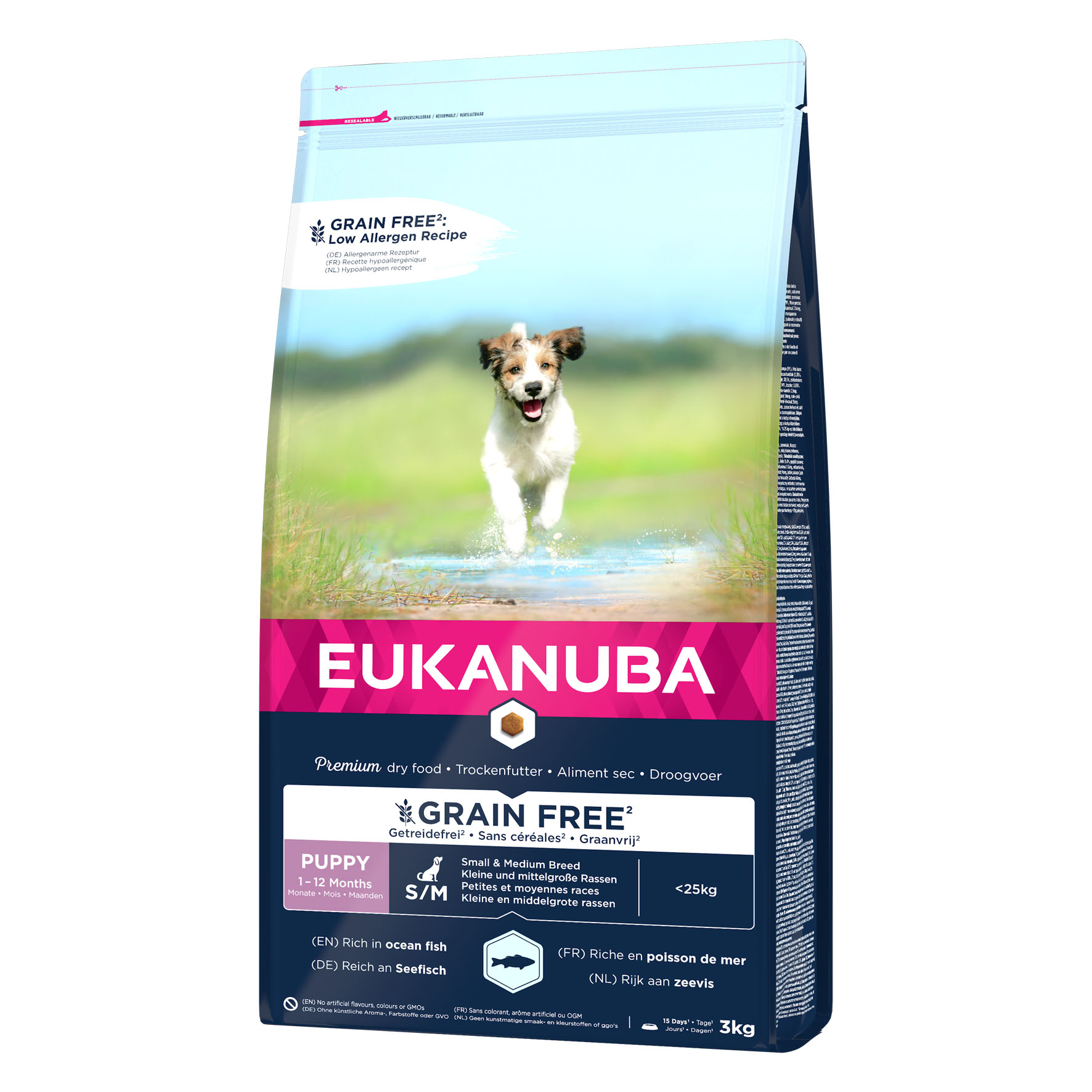 Foodwaste-Eukanuba Grain Free Puppy S/M avec saumon 3kg