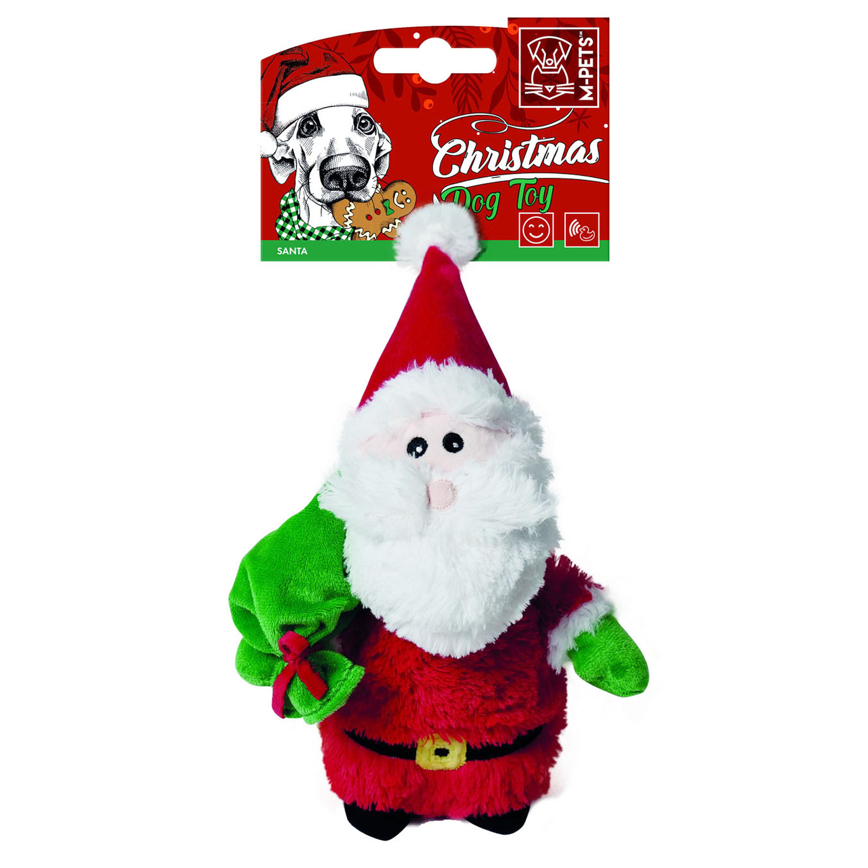 Jouet pour chien M-Pets « Père Noël » avec couineur, 20 × 10 × 7 cm Jouet pour chien M-Pets « Père Noël » avec couineur – jouet de Noël doux pour chie