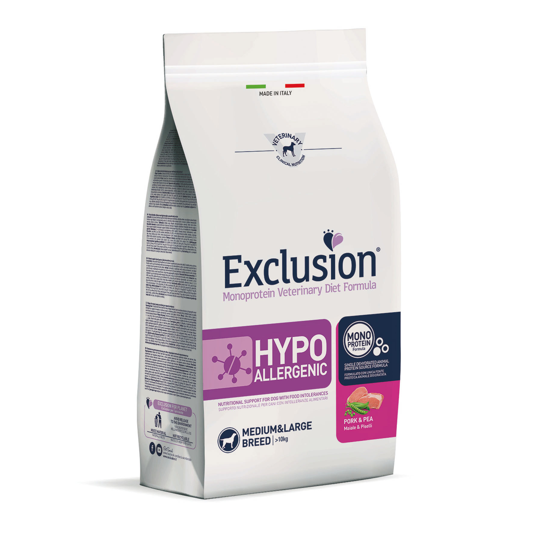 Exclusion HYPOALLERGENIC VET Adult Medium&Large All Breeds Schwein&Erbsen, 12kg