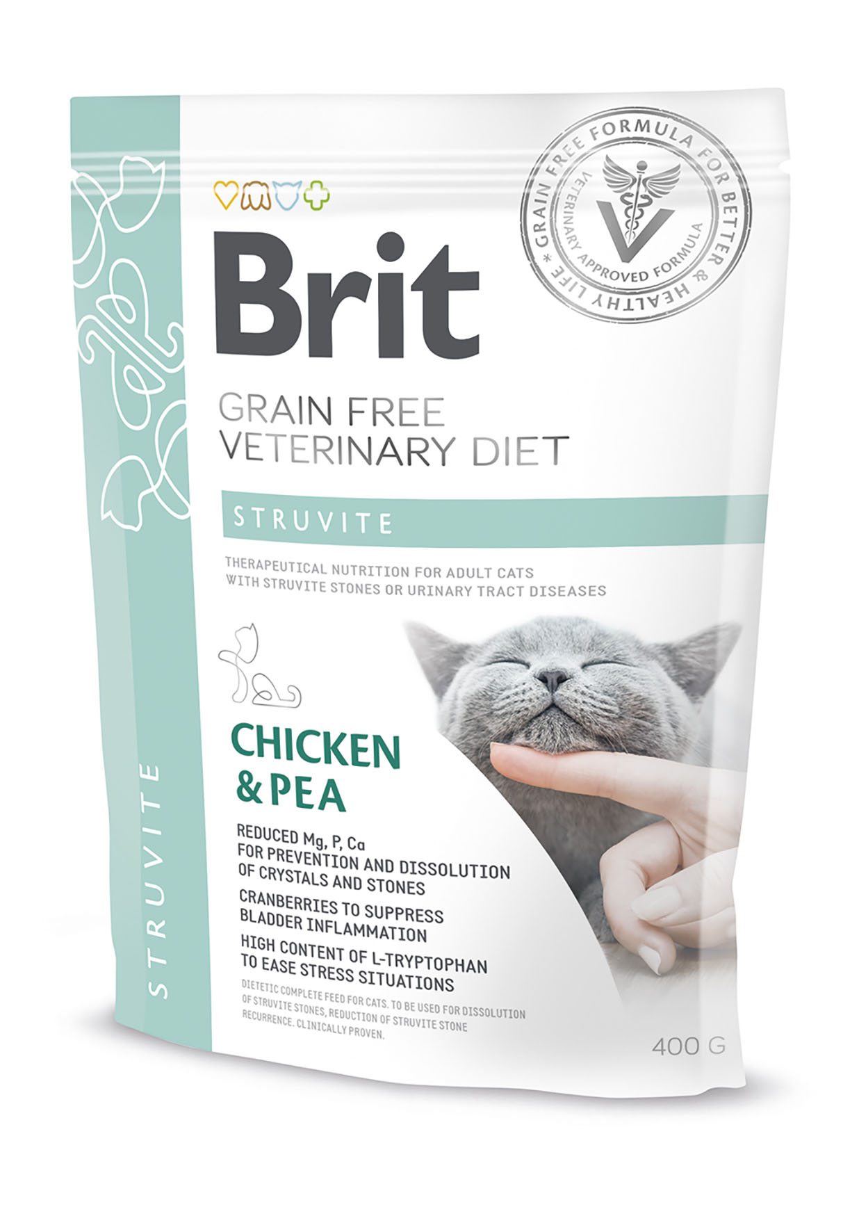 Brit Vet Cat Struvite – Poulet & Pois, croquettes pour chats, 400 g
