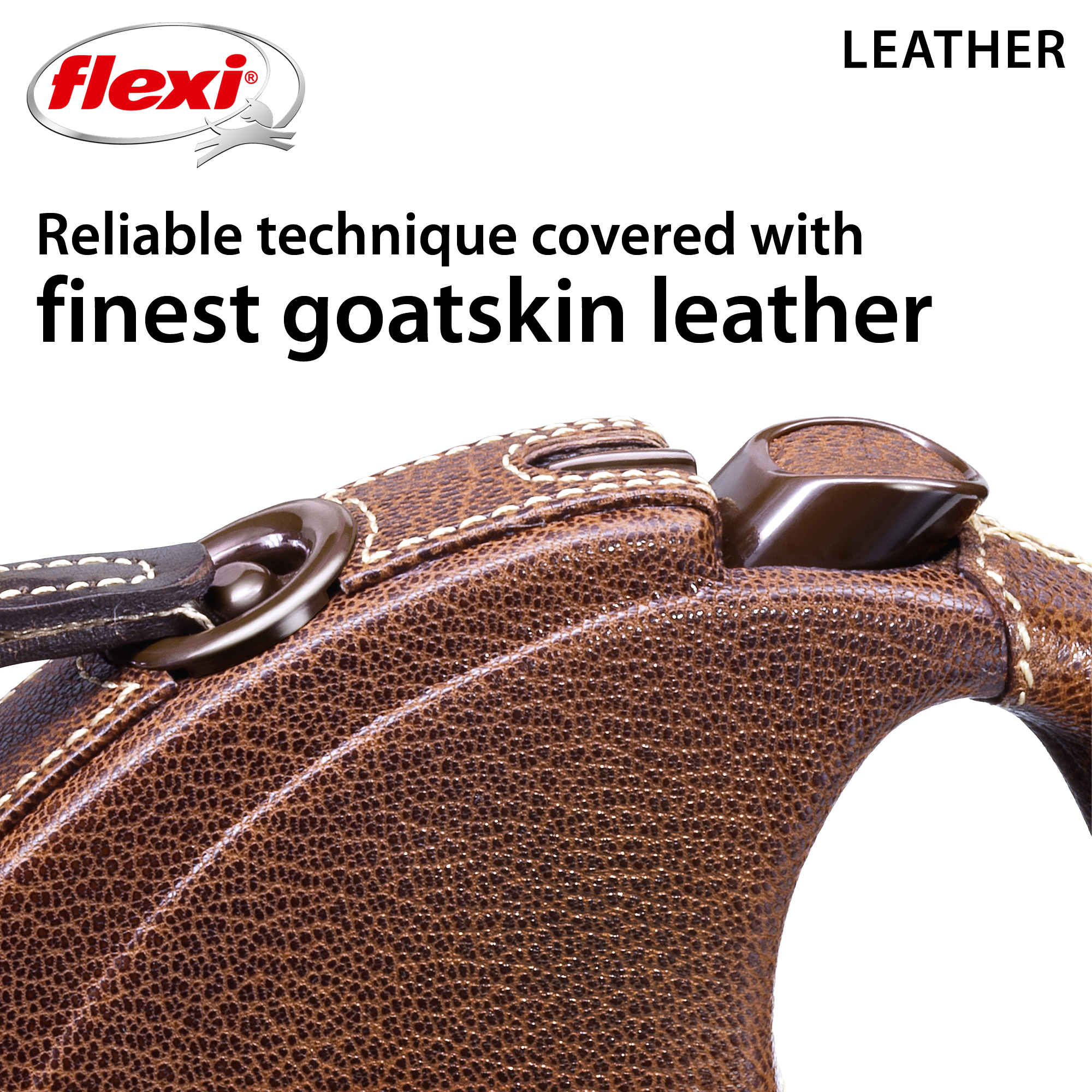 Flexi Leather Gurt-Rollleine, dunkelbraun, 5 m