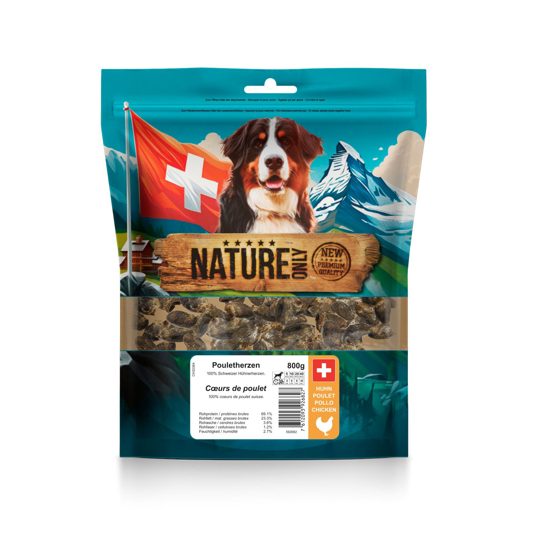 NatureOnly Pouletherzen, 800g
