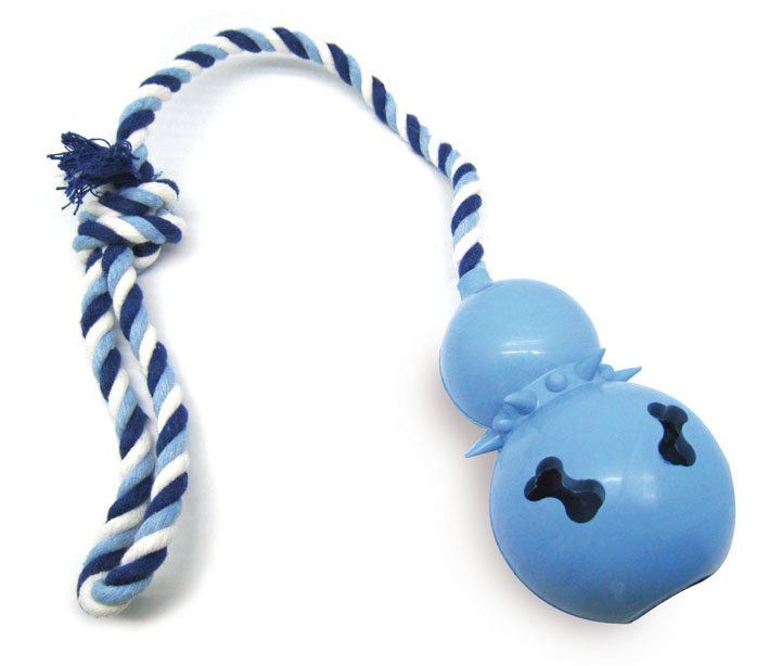 swisspet Hundespielzeug Futterball Gord, mit Seil, blau