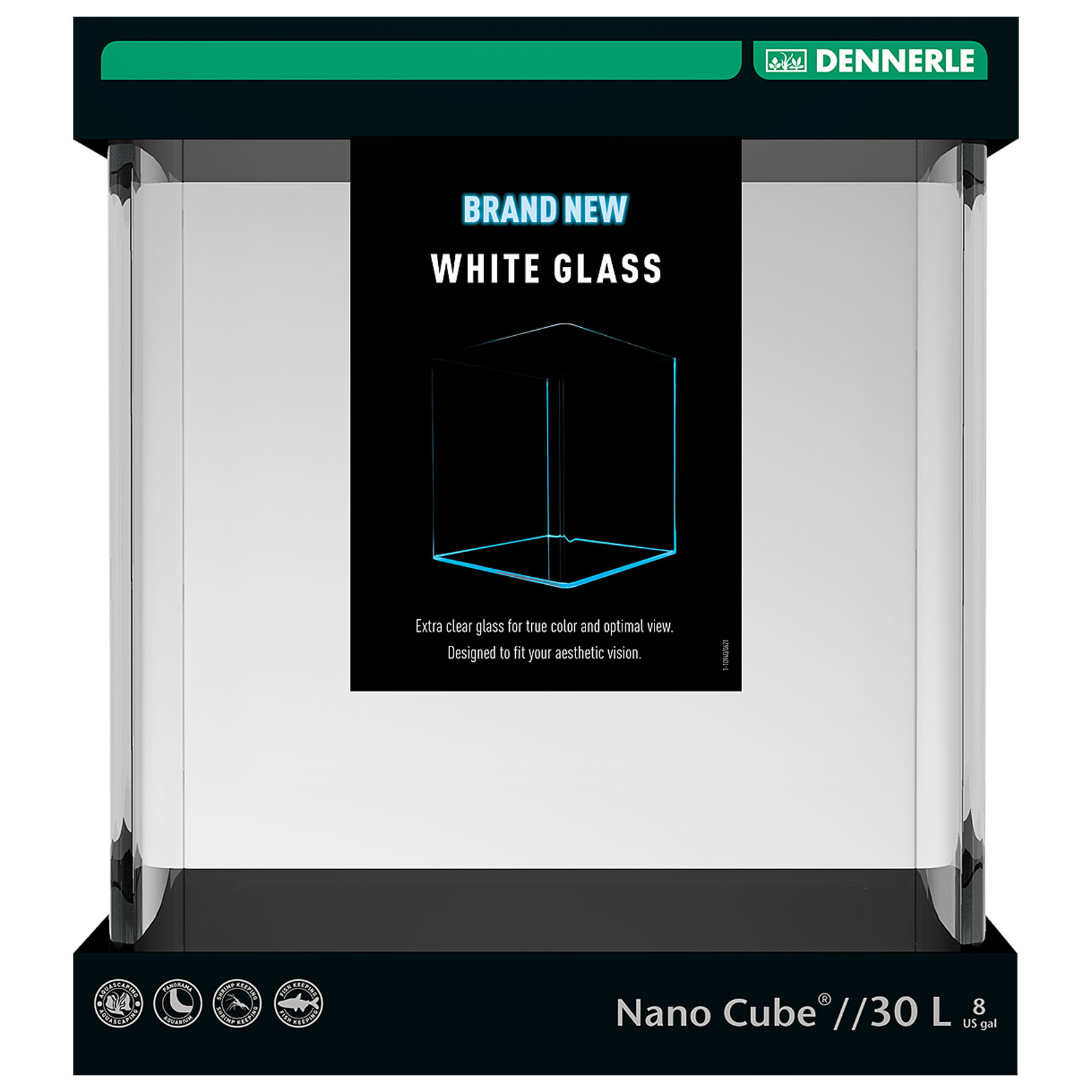 Nano Cube White Glass, 30x30x35cm, 30L