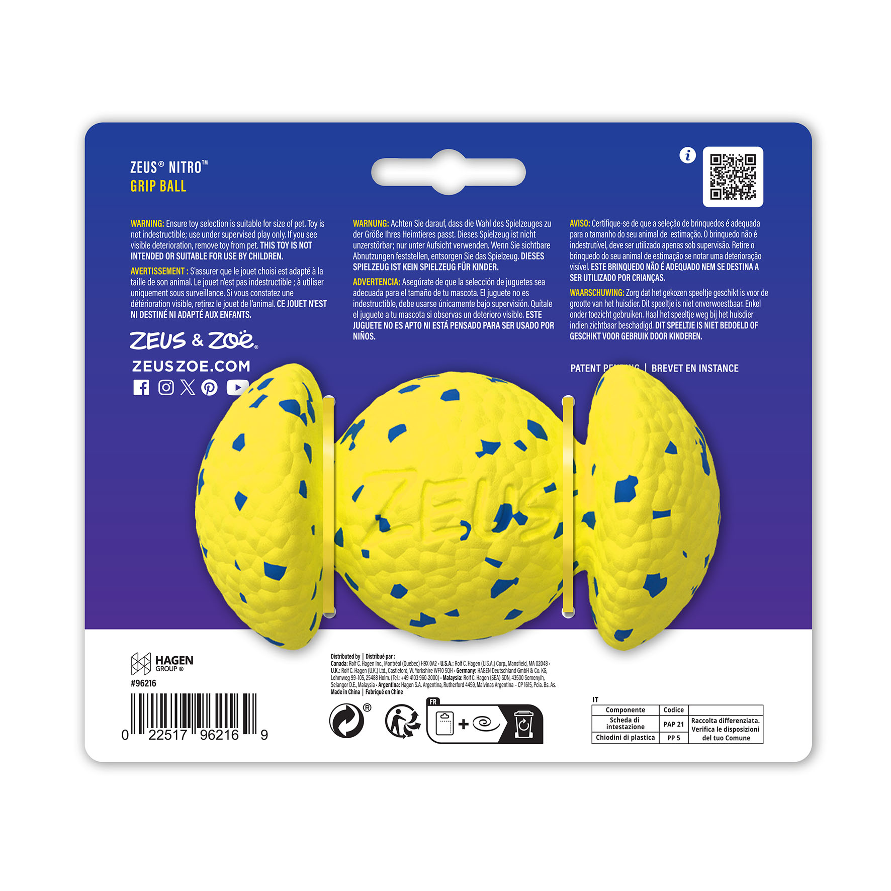 Zeus Nitro Grip Ball, 12.4cm, gelb