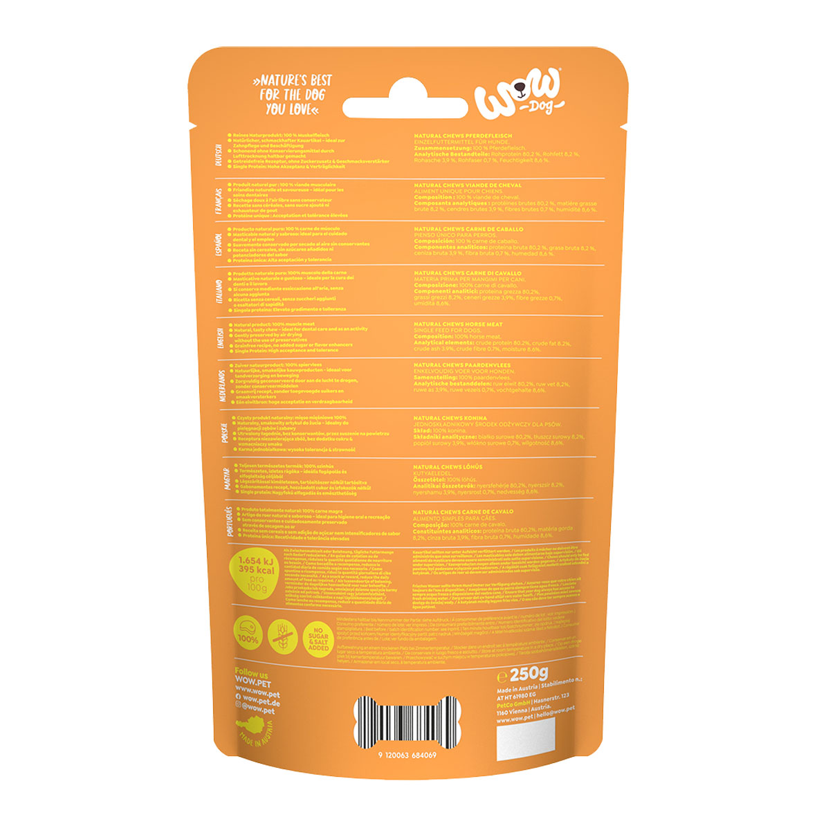 WOW Natural Chews filet de cheval séché, 250g