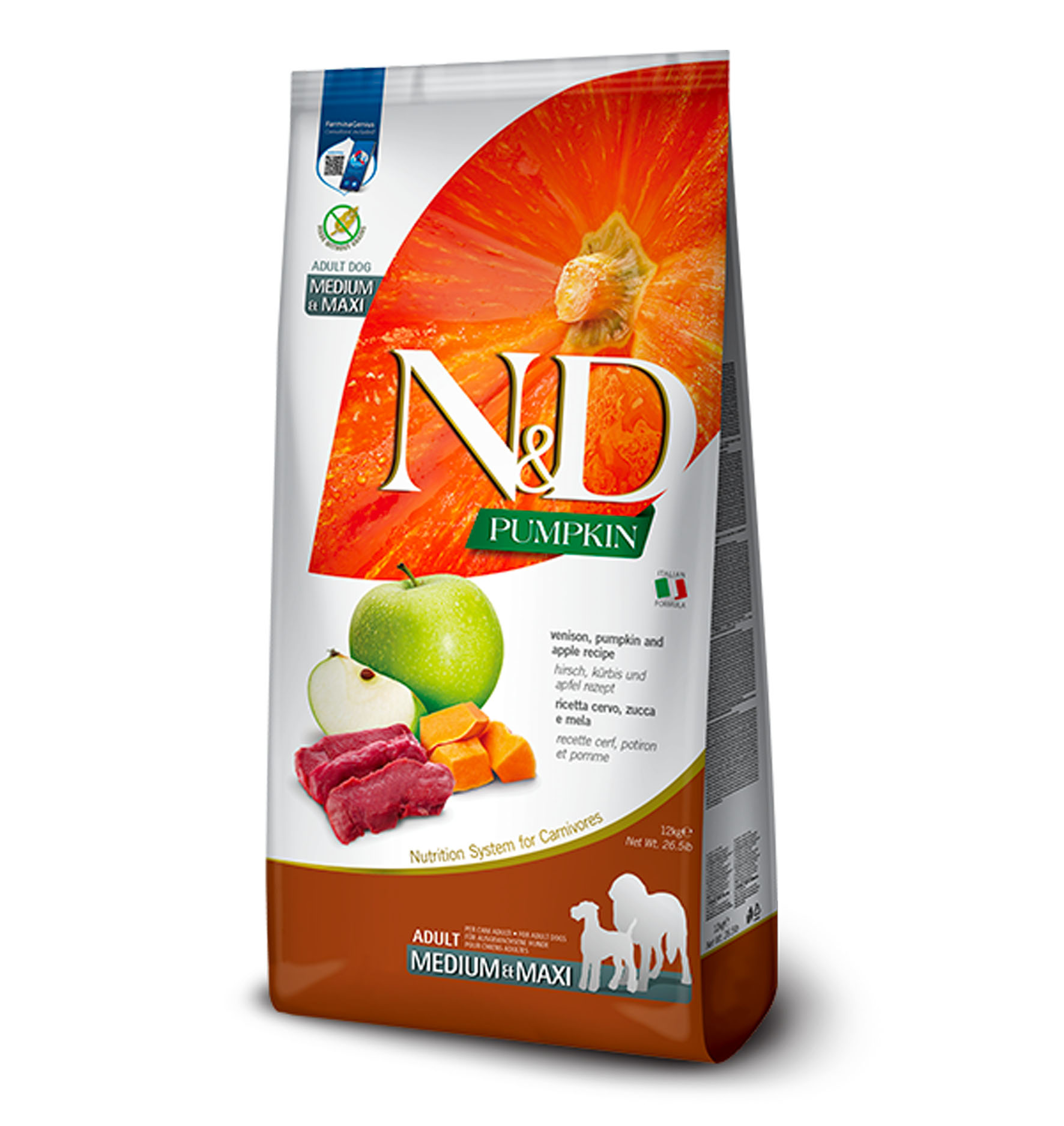 Farmina Dog N&D Pumkin – Adult Medium & Maxi – Hirsch & Kürbis, 12kg