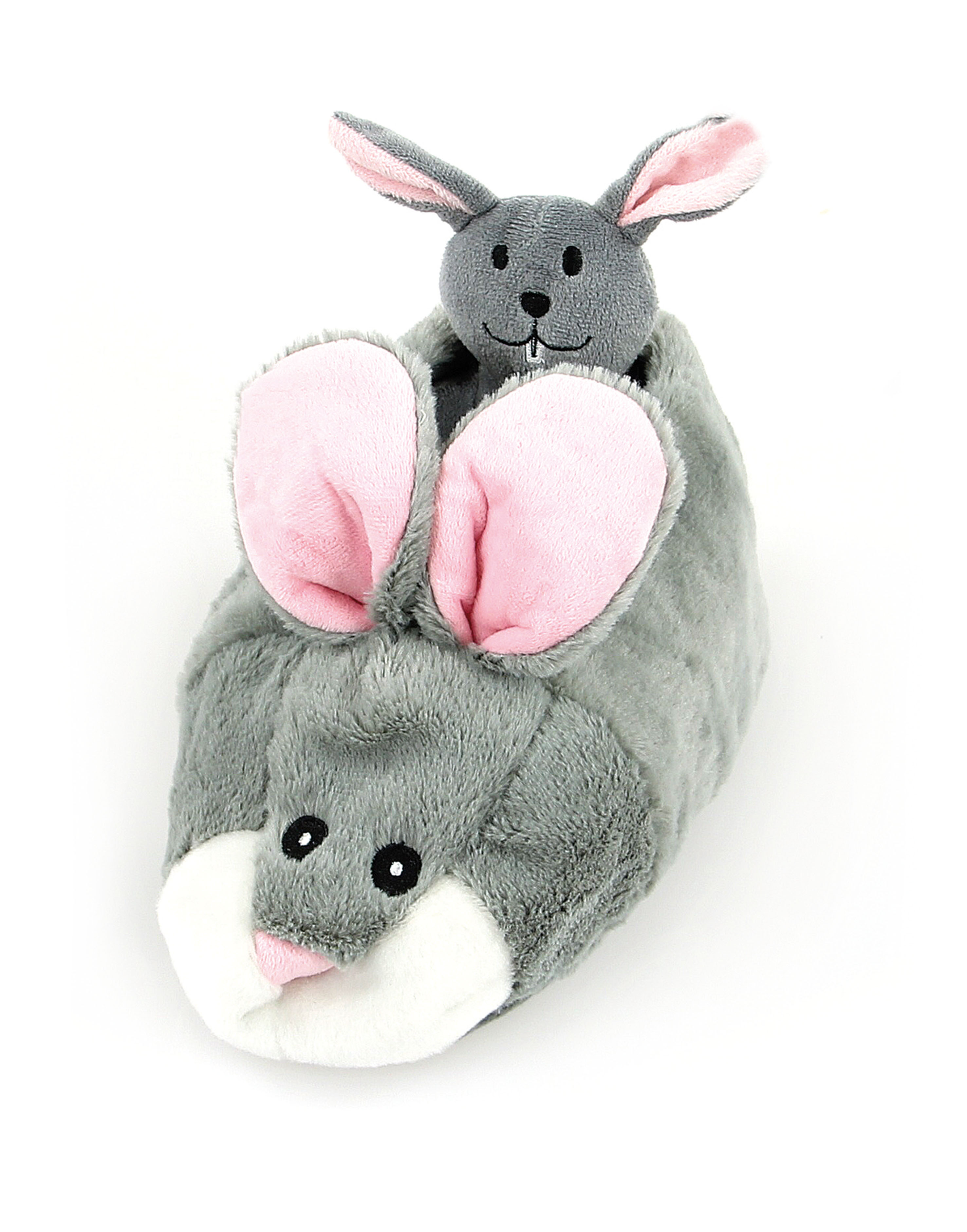 swisspet chaussure de lapin en peluche, sans couineur, gris, 24x12x11cm