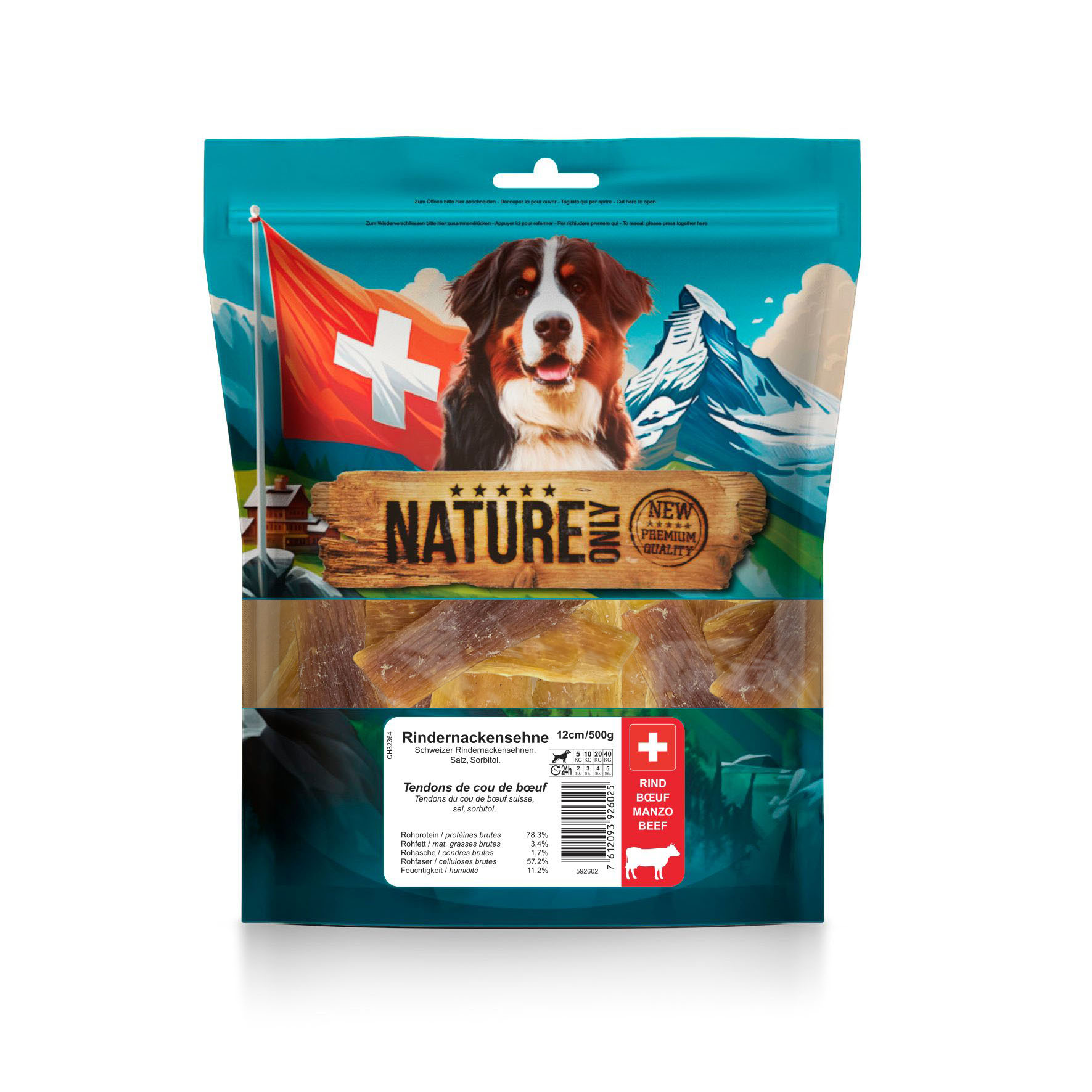 NatureOnly Rindernackensehnen: 12cm, 500g
