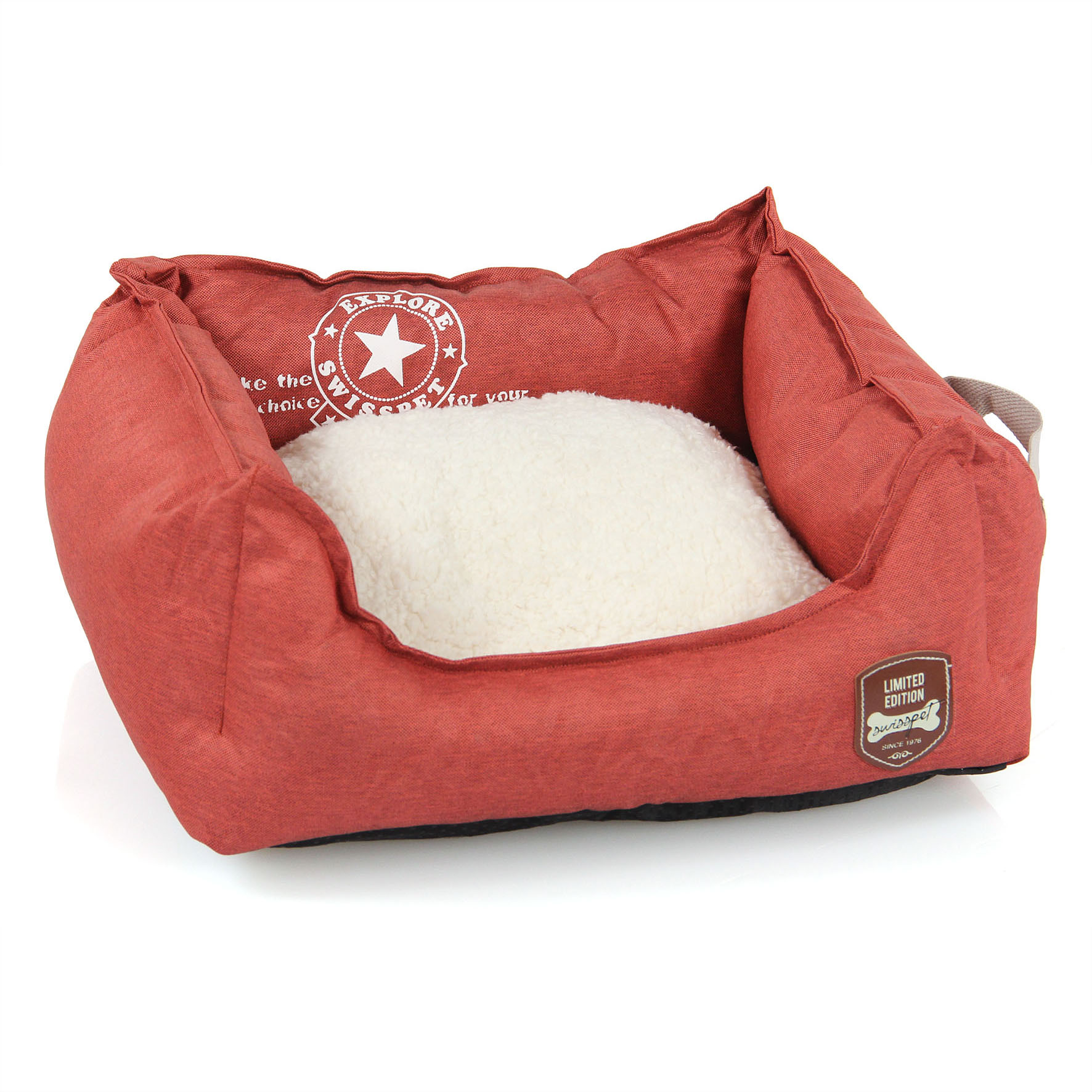 swisspet Bett Denim, rot, M, 55x50x21cm