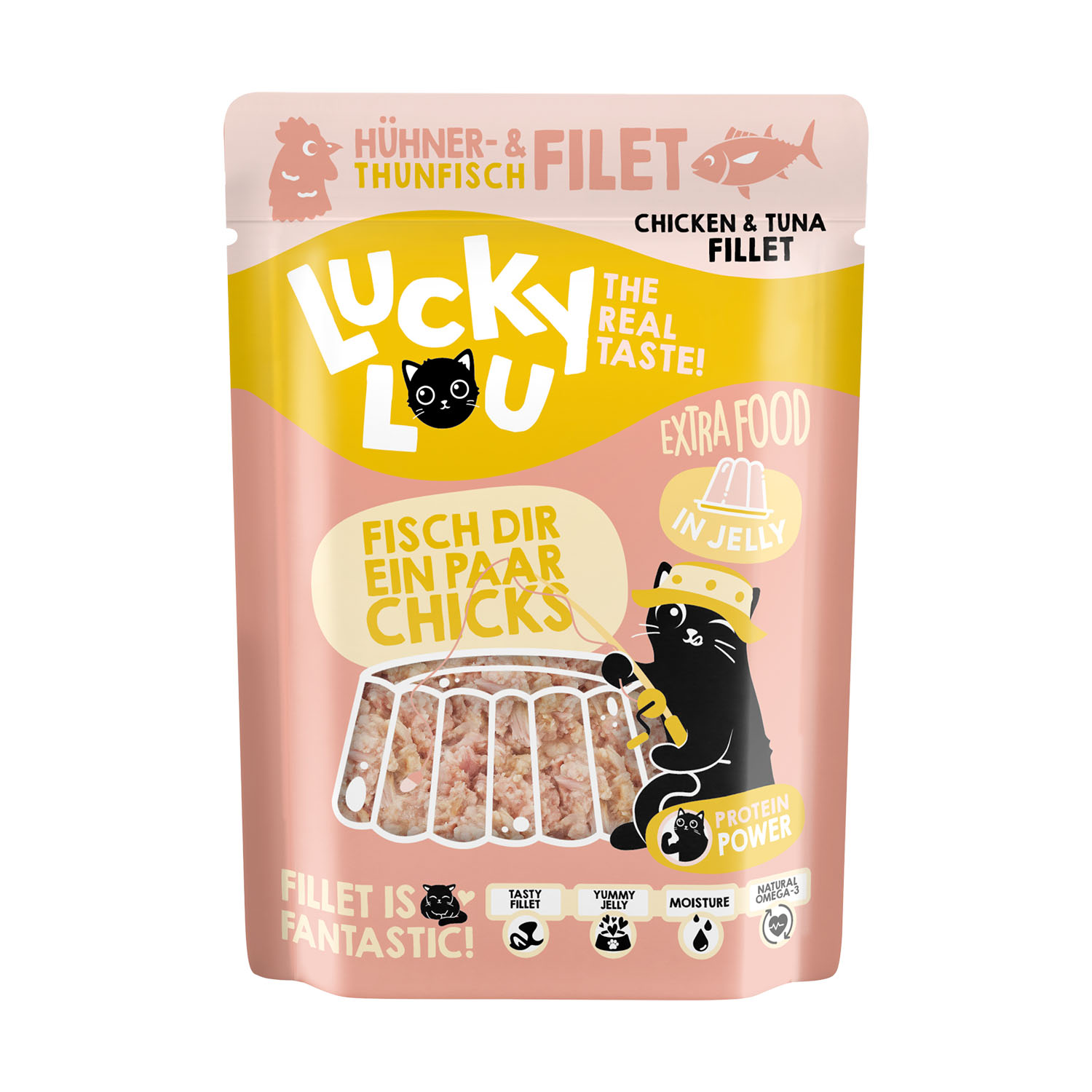 Lucky Lou Hühner- & Thunfischfilet in Jelly, 70g