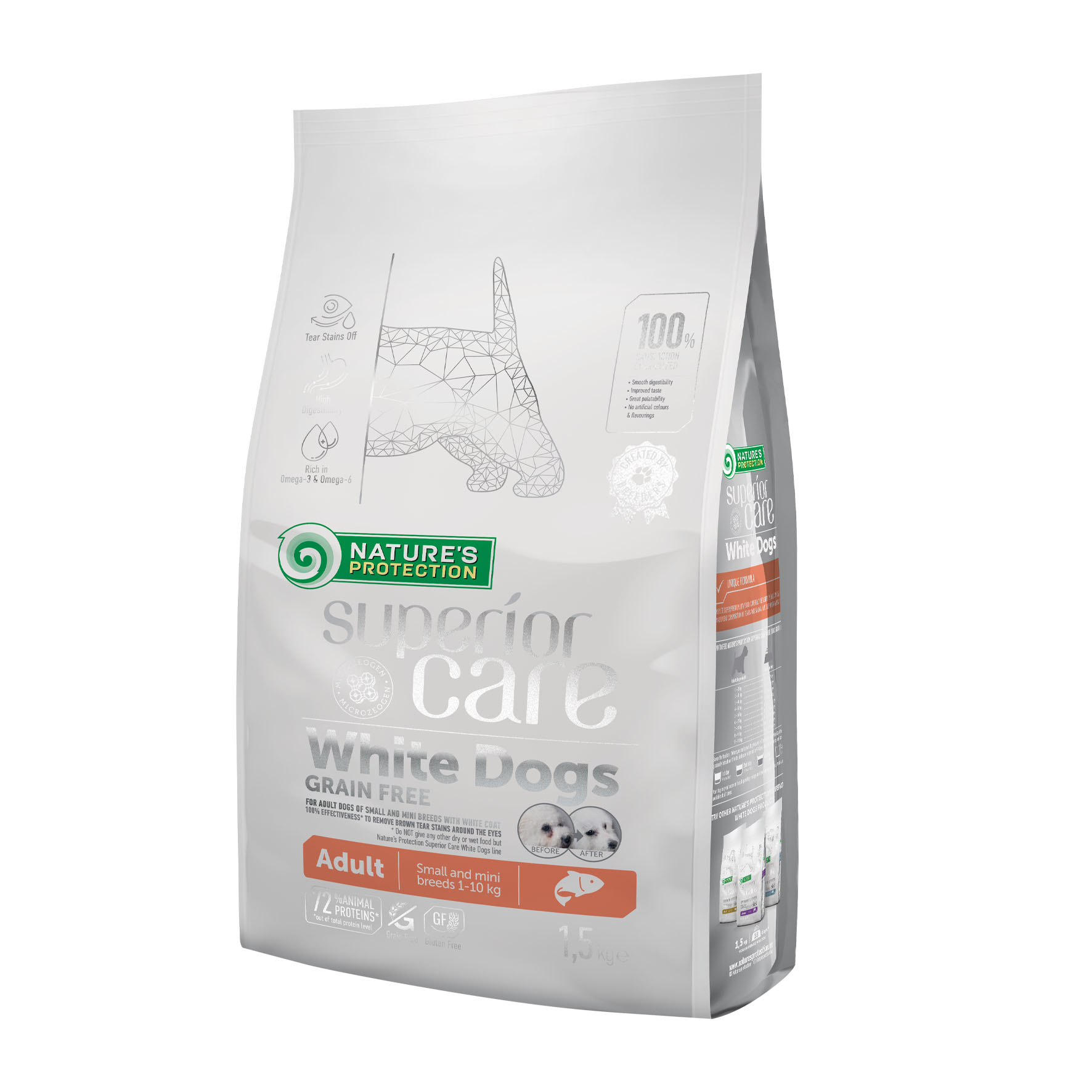 Superior Care White Dogs, Small & Mini, Saumon 1,5 kg