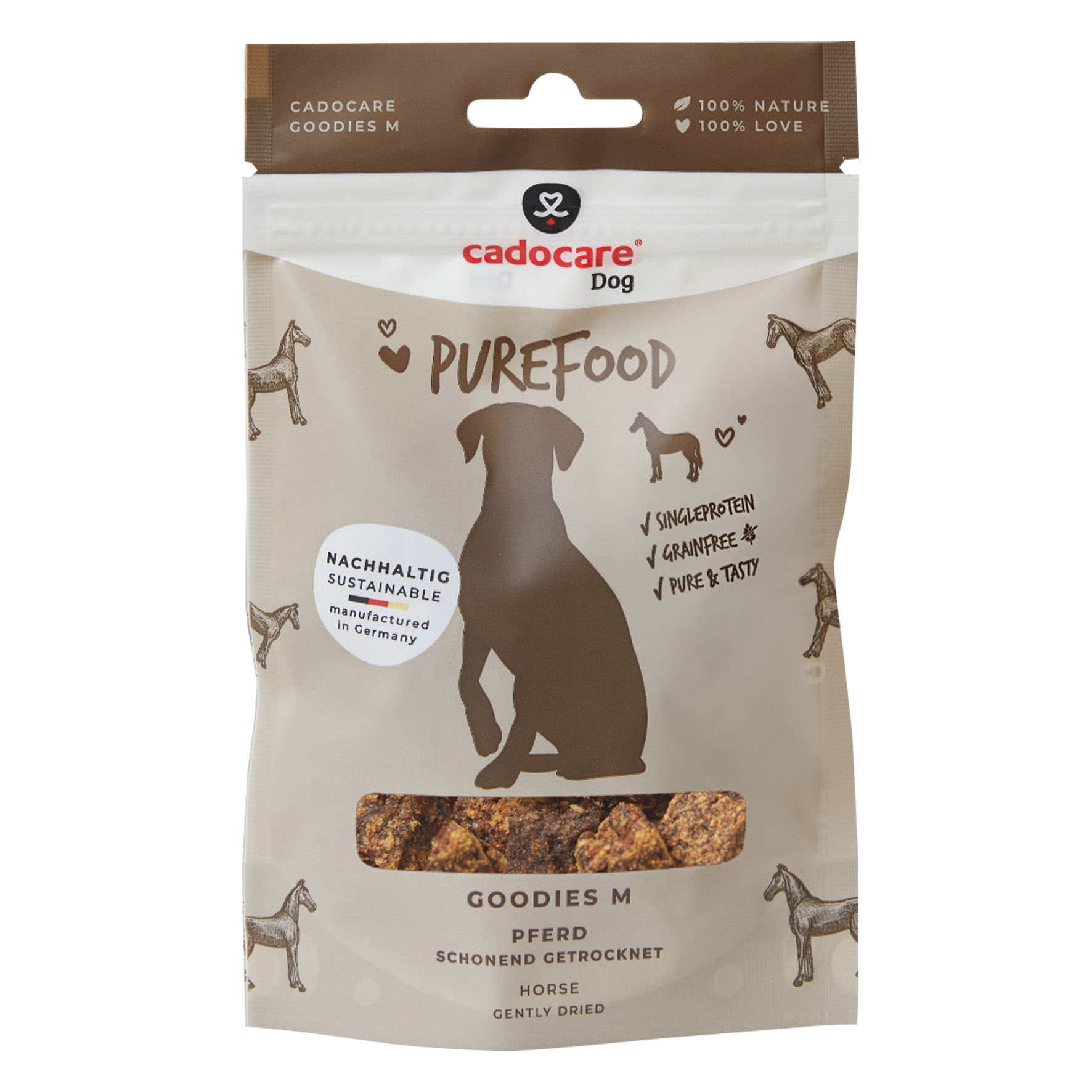 Cadocare Hundesnacks - PureFood Goodies M - Pferd, 80g
