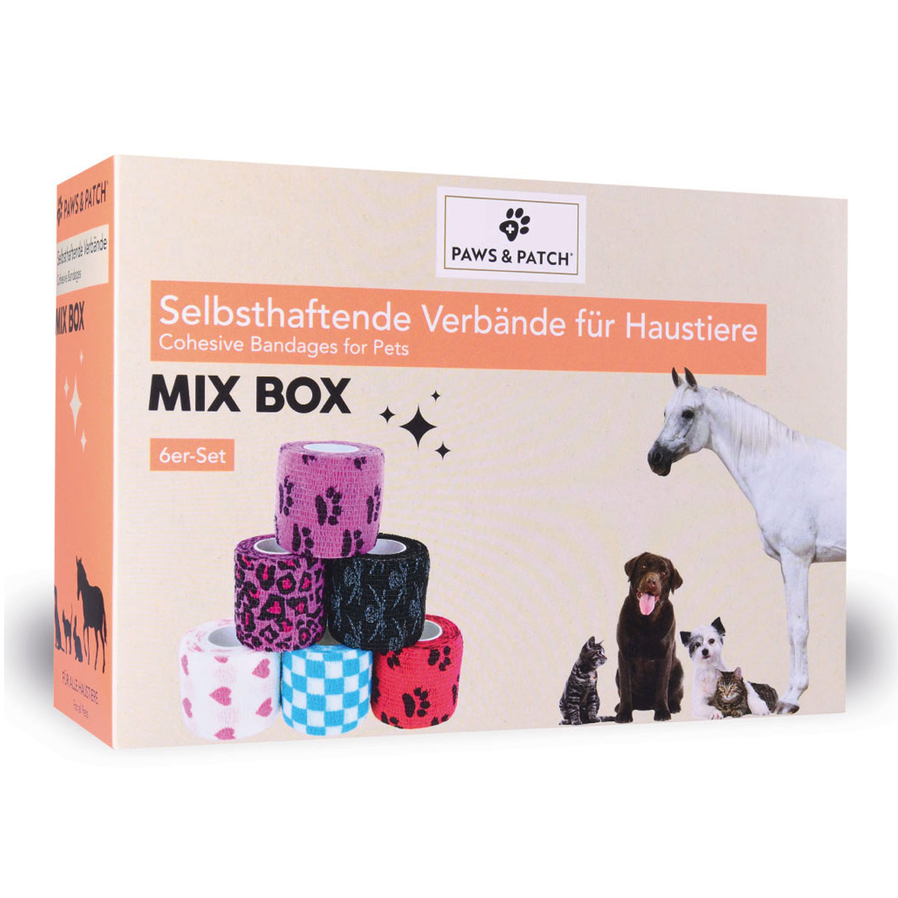 Paws & Patch Pansements auto-adhésifs MIX BOX Lot de 6 5 x 5 cm