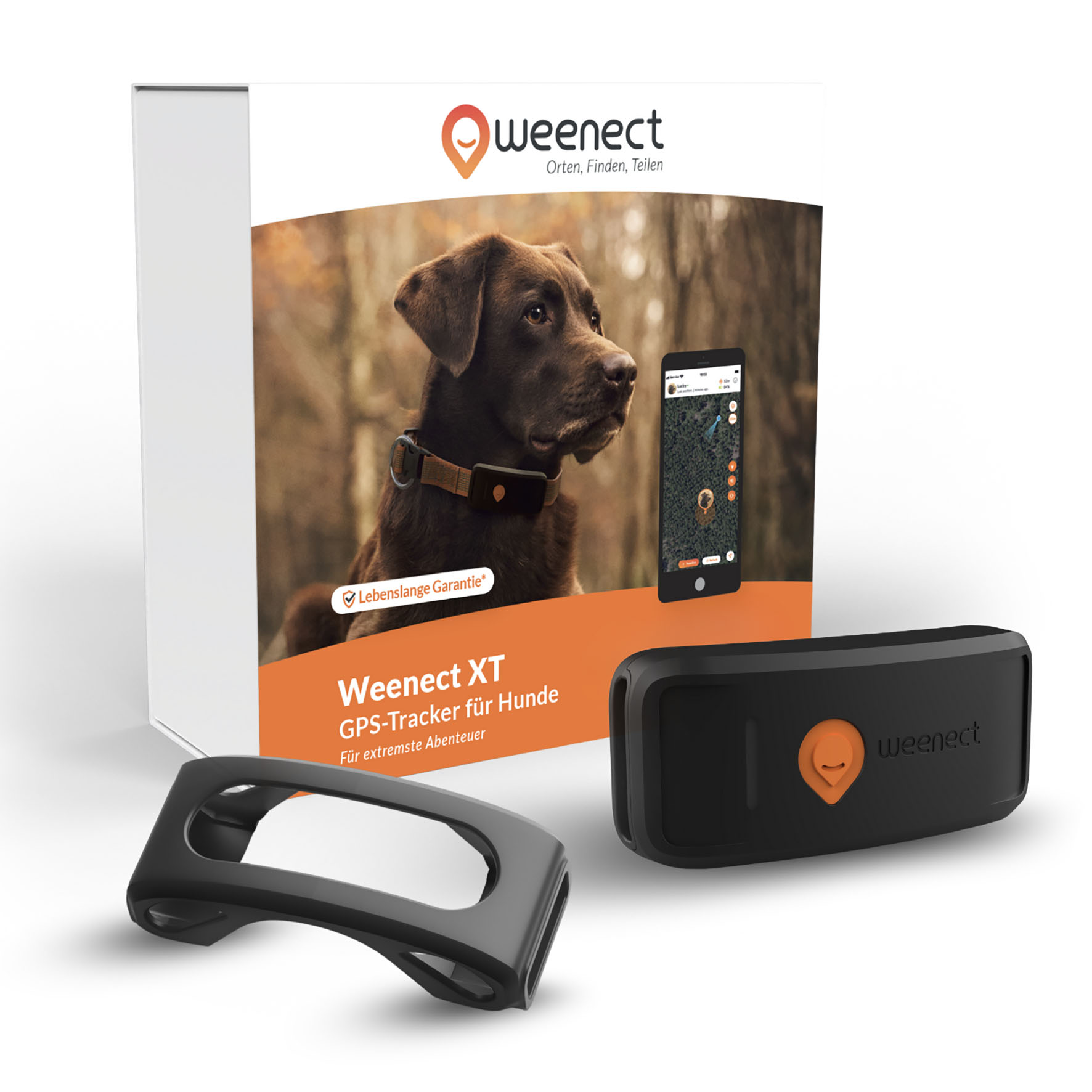 Weenect GPS Tracker für Hunde – XT, ohne Halsband, schwarz