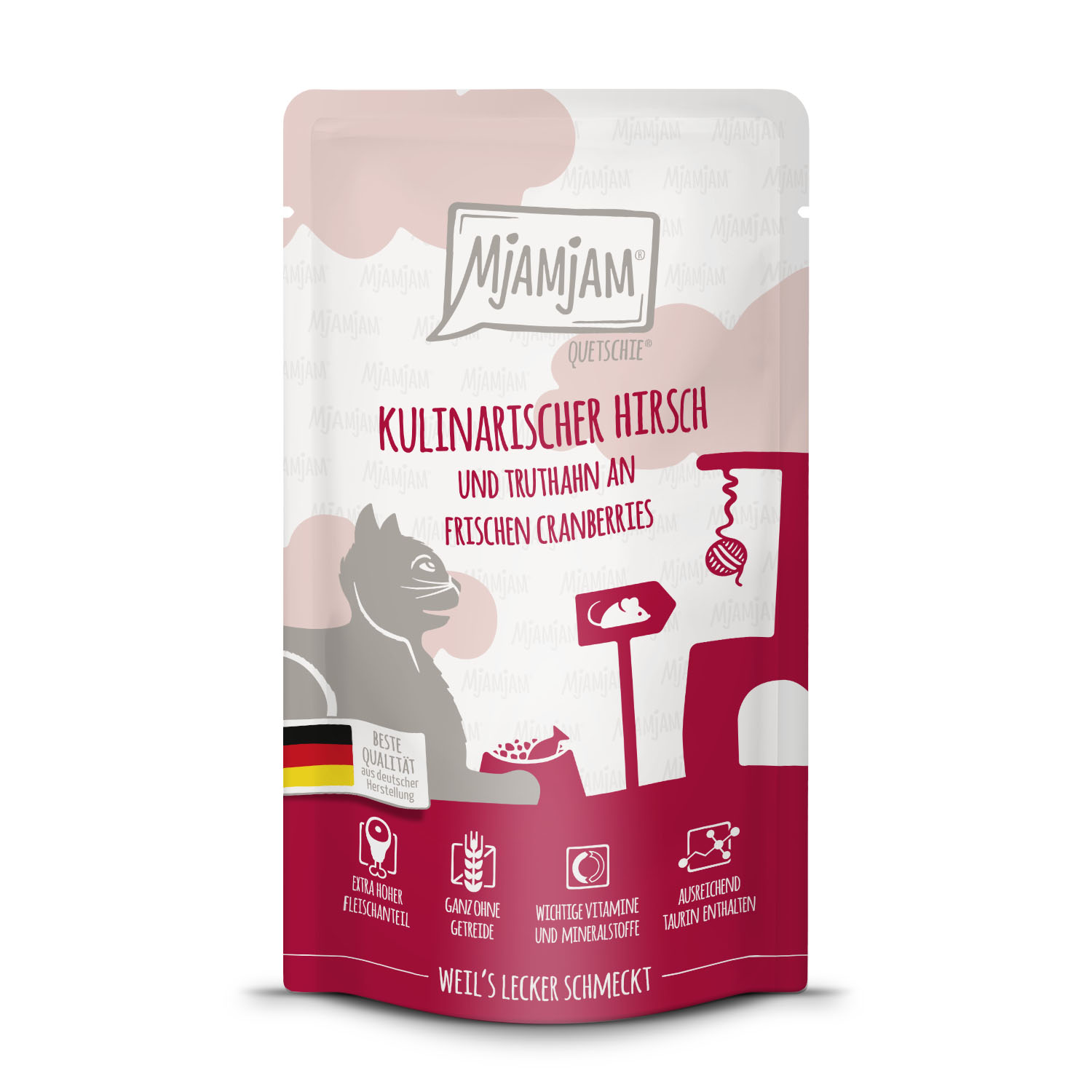 MjAMjAM Cat Cervo, Tacchino & Mirtilli rossi Cibo umido per gatti, 125 g