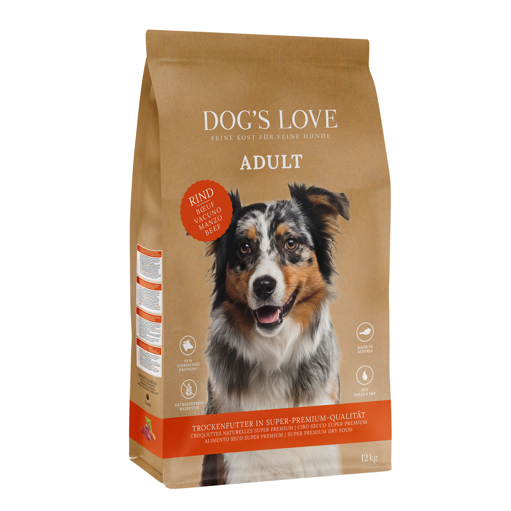 DOG'S LOVE Rind, Süsskartoffel & Karotten, 12kg