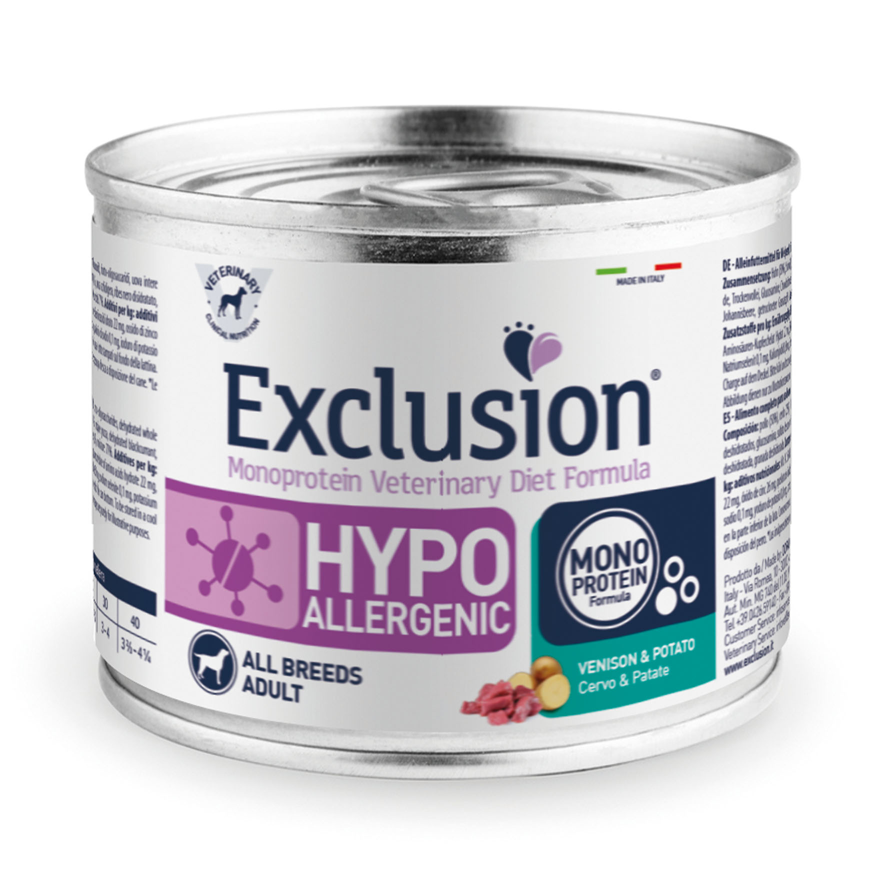 Exclusion Vet Hypoallergenic Adult All Breeds cerf & pommes de terre, 200g