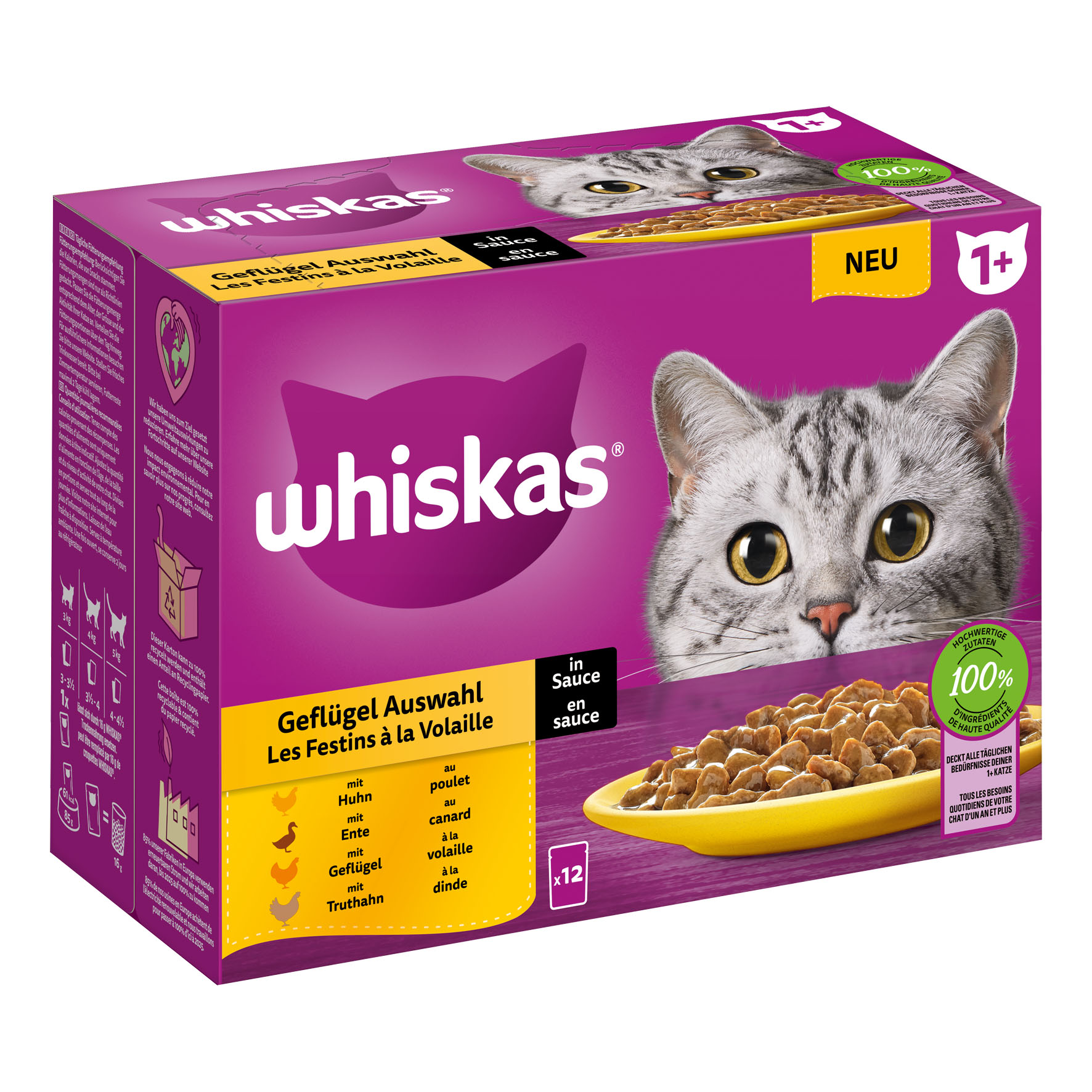 Whiskas 1+ Geflügel Auswahl in Sauce