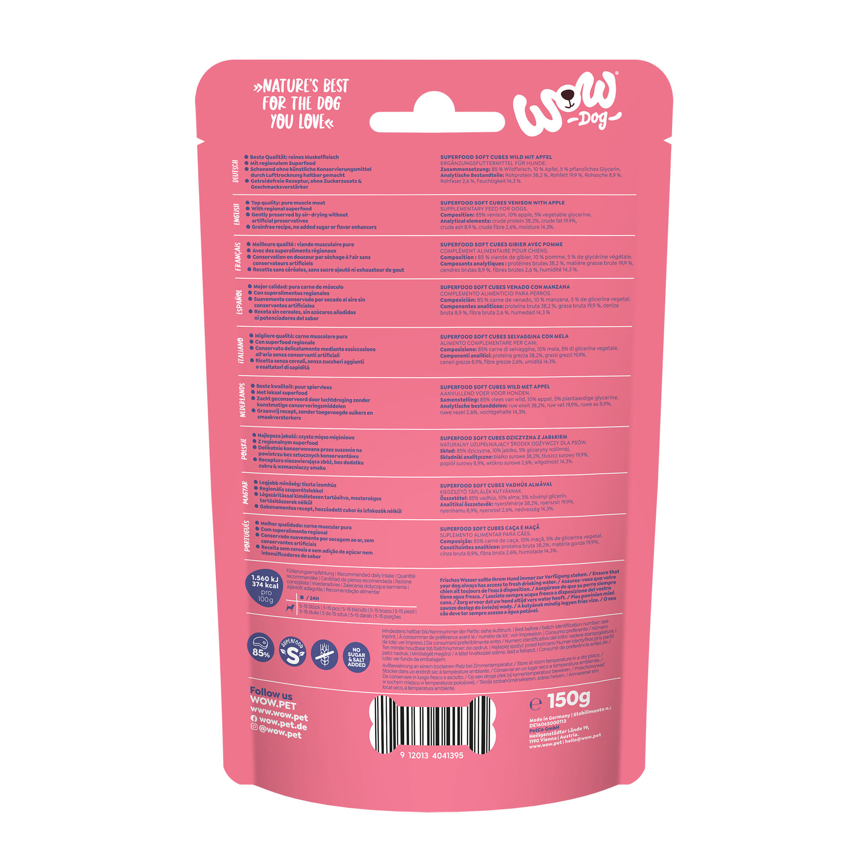 WOW Soft Cubes gibier aux pommes, 150g