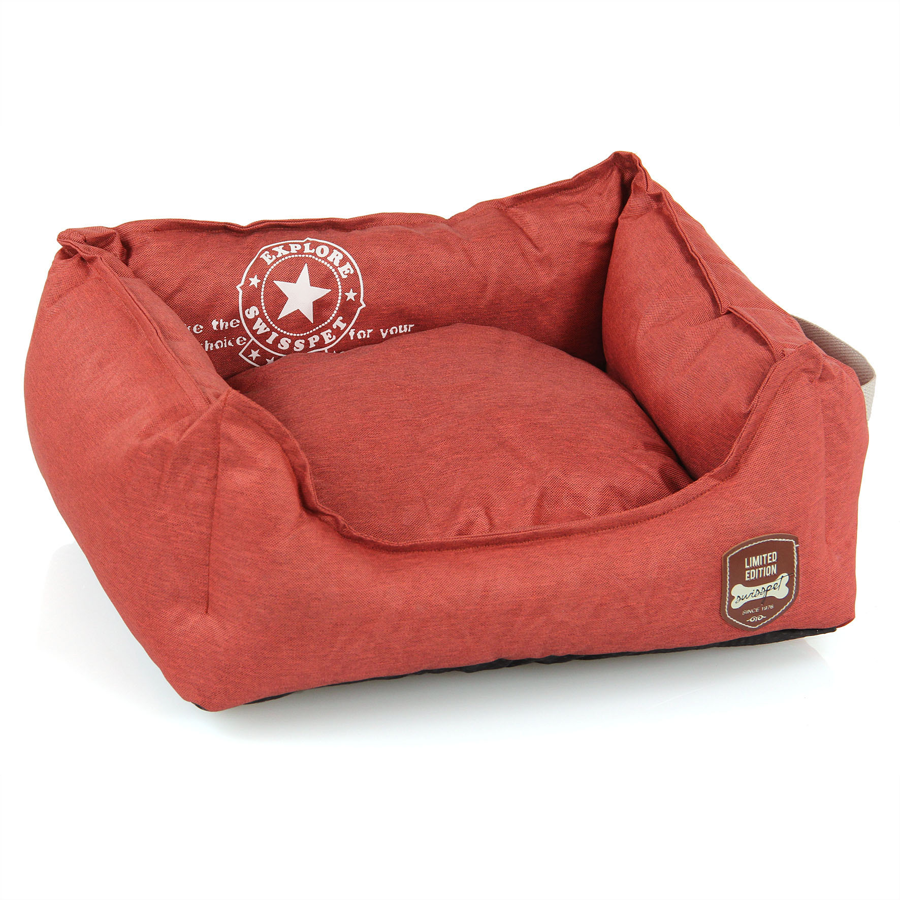 swisspet Bett Denim, rot, S, 45x40x20cm