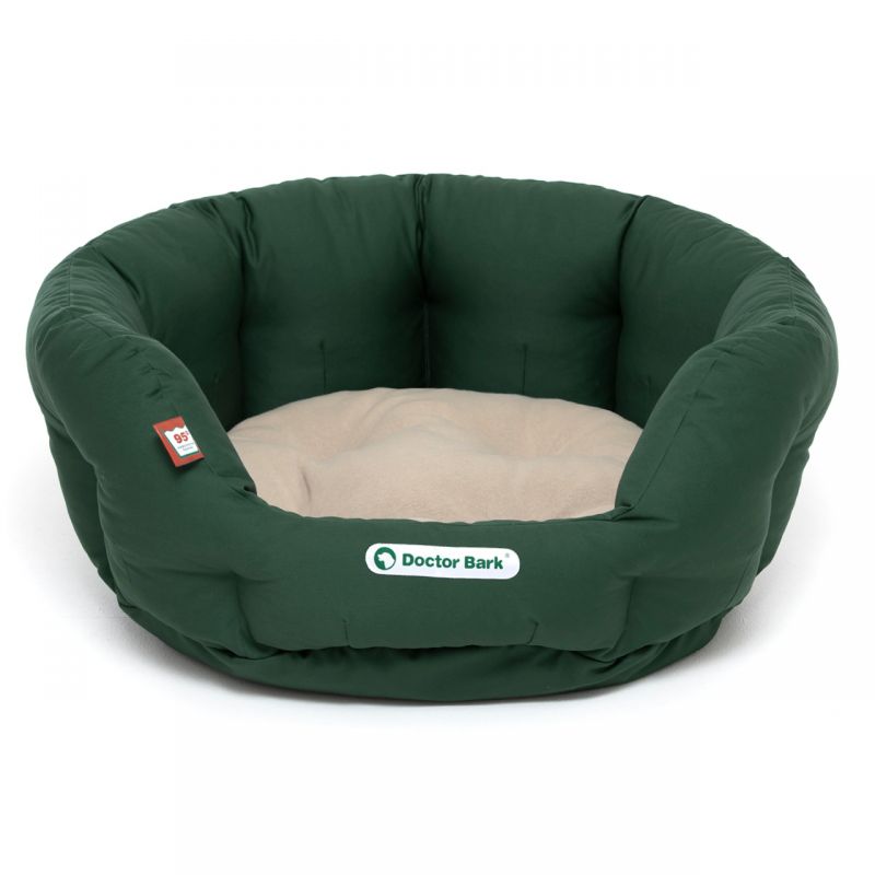 DoctorBark orthopädisches Hundenest - moosgrün M, Red Label beige-grün ca. 50x40x18cm