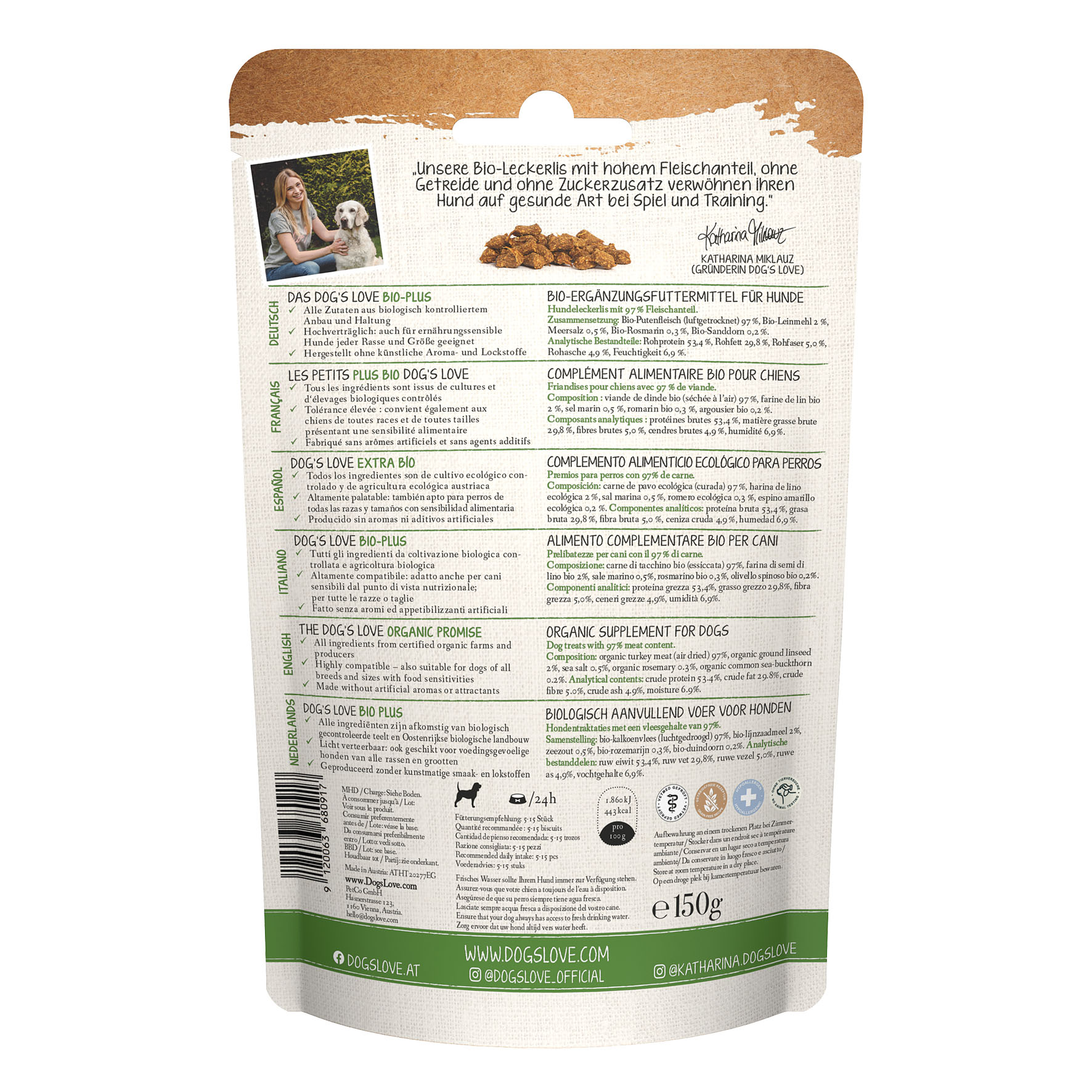 DOG'S LOVE Goodies 100% Bio avec dinde