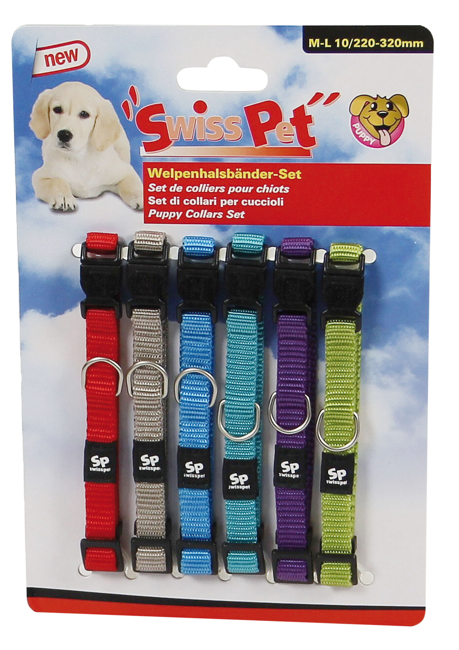 swisspet Welpenhalsbänder-Set 6Stk. M-L, 10mm, 10/220-320mm