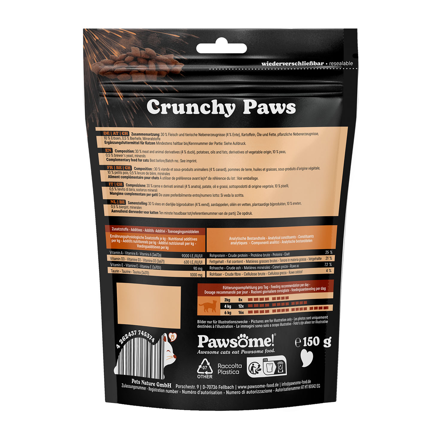 Pawsome Crunchy Paws Ente 150g