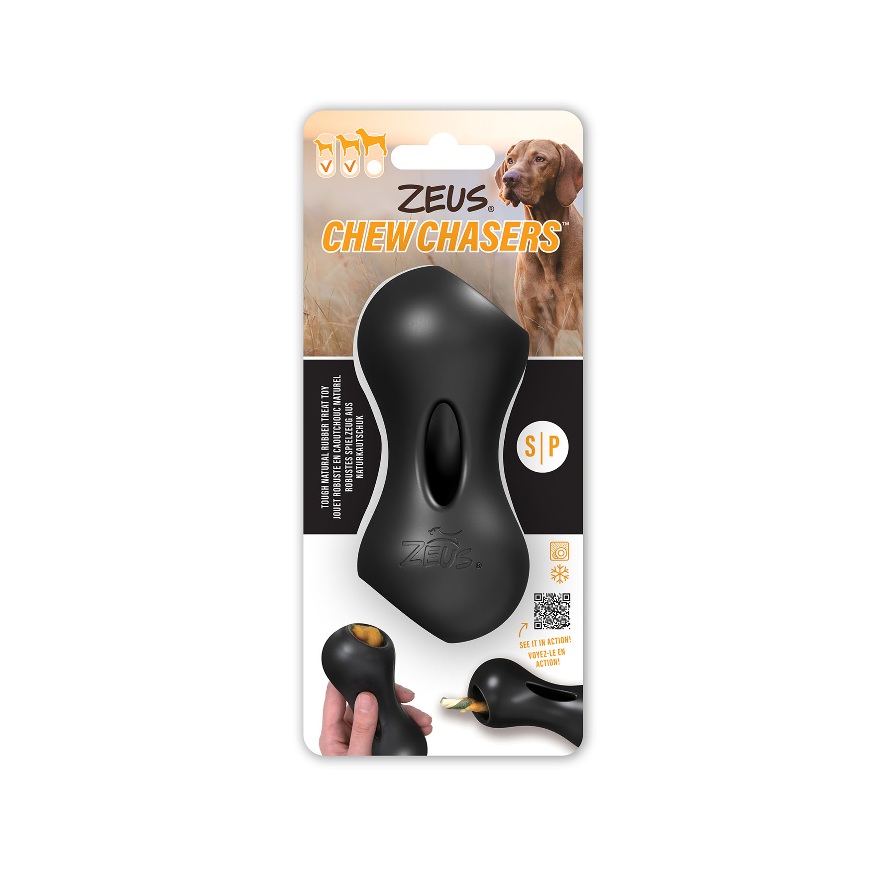 Zeus Chewchasers Rugby Ball, 12.5cm, schwarz