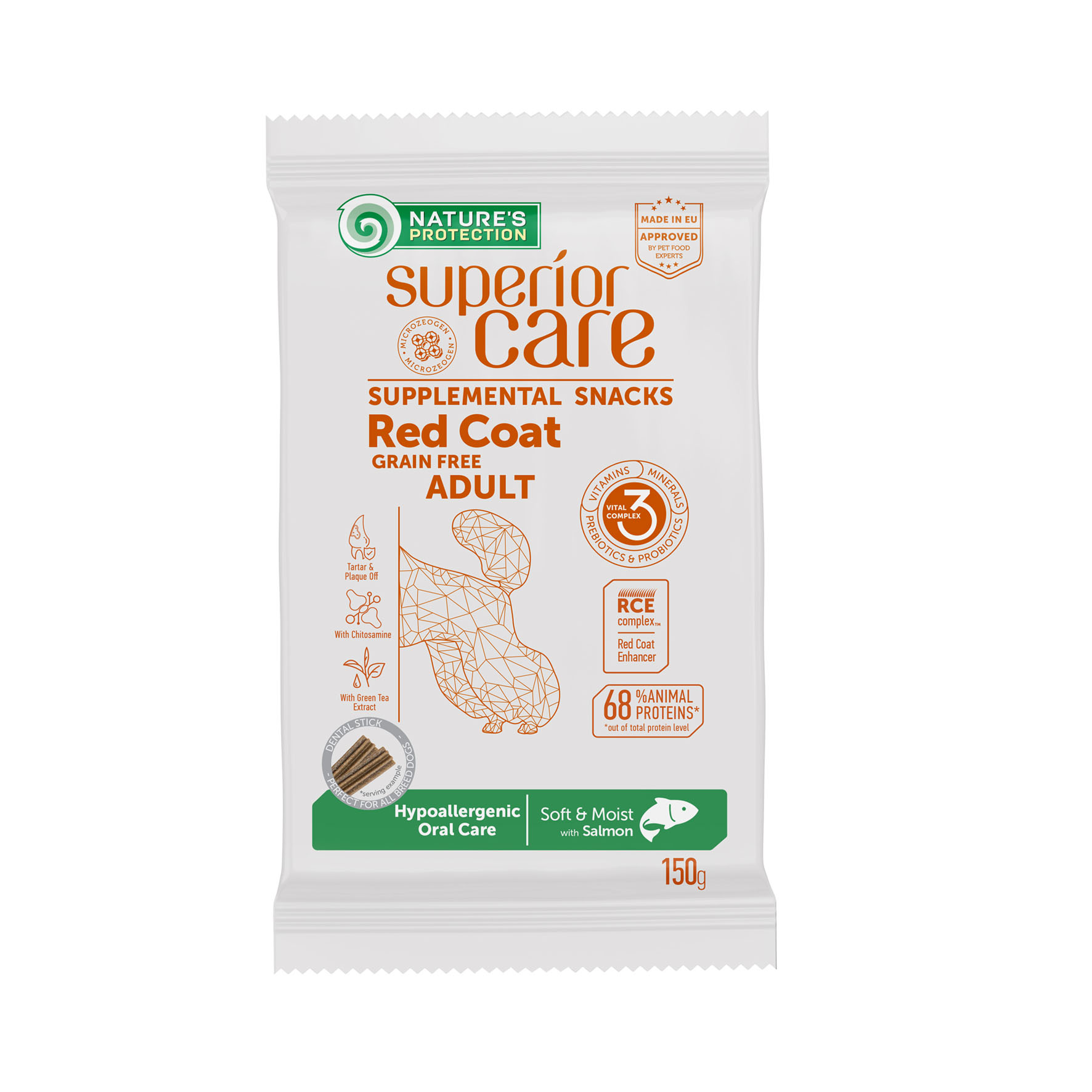 Superior Care Functional-Snacks Red Coat Hypoallergenic Oral Care mit Lachs 150g