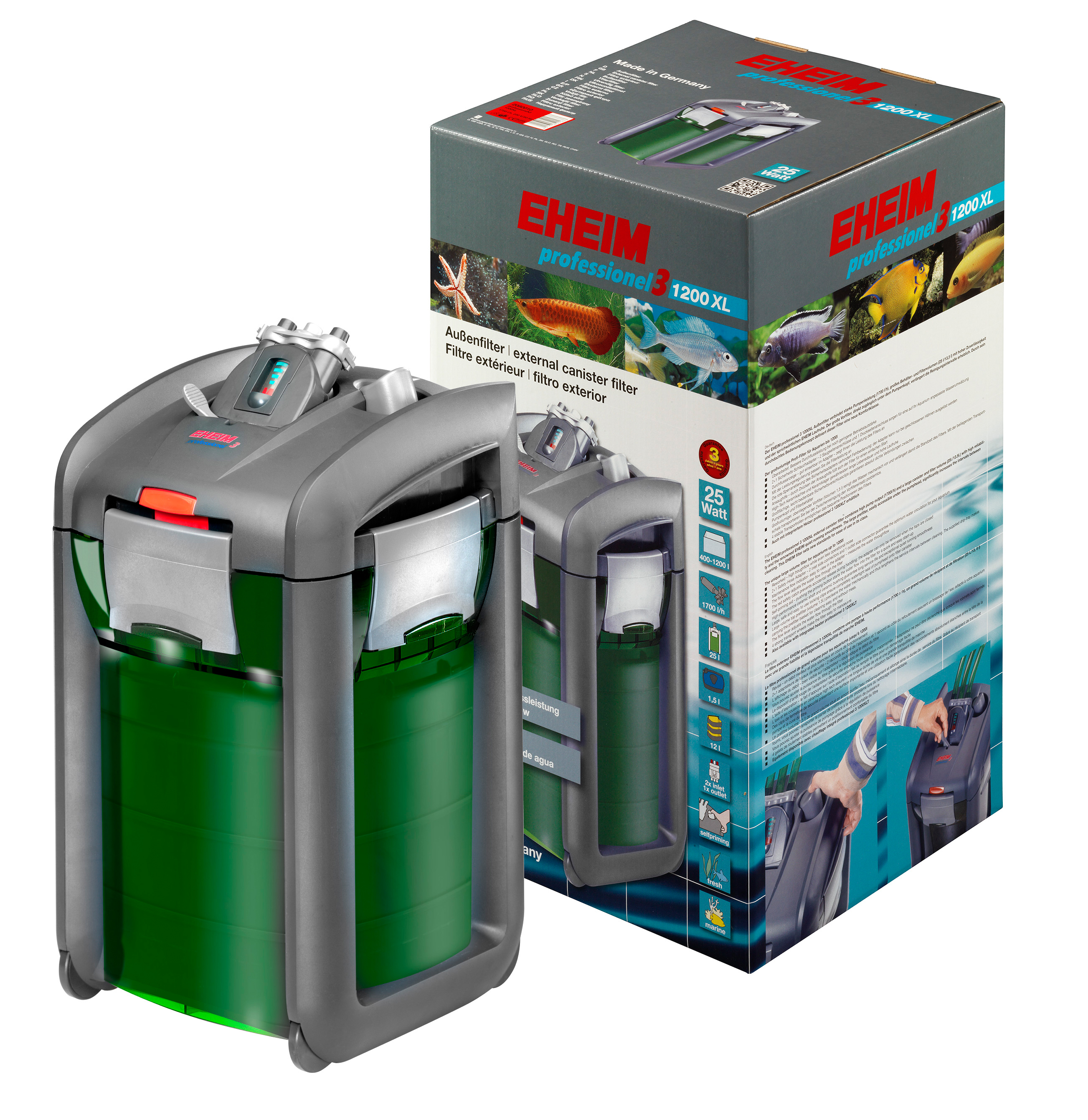 Eheim Aussenfilter professionnel 3, 1200XL, 1700l/h, 25W, 30x30x56.7cm