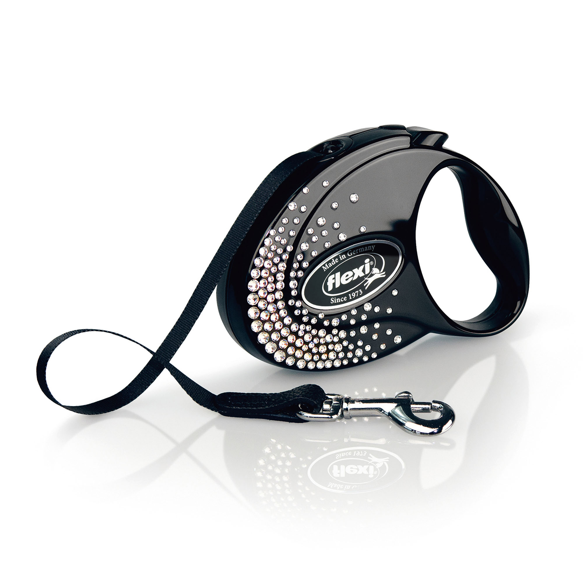 Flexi Glam Splash Crystal Gurt-Rollleine, Onyx-Black