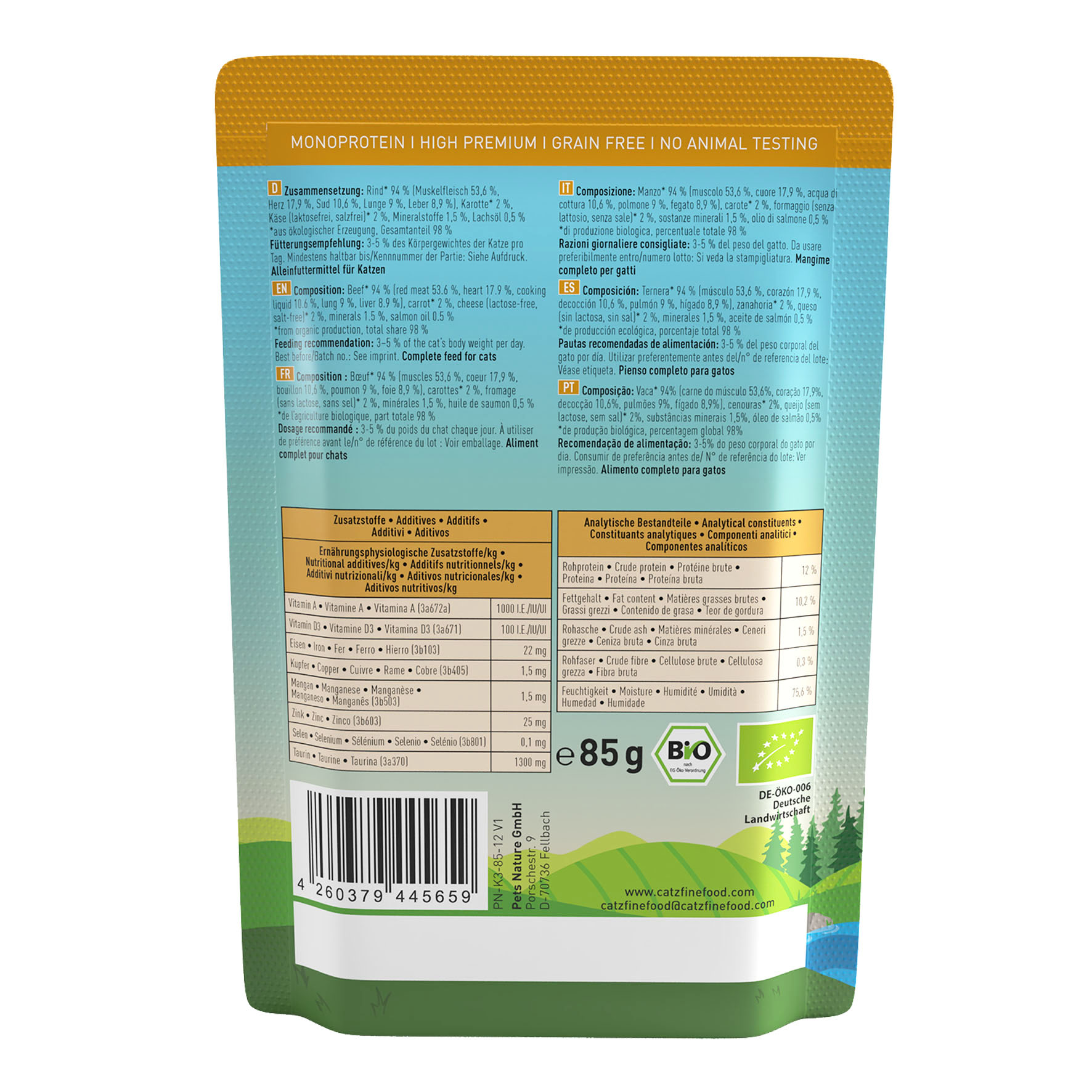 Catz Finefood Bio No. 507 avec boeuf, 85g