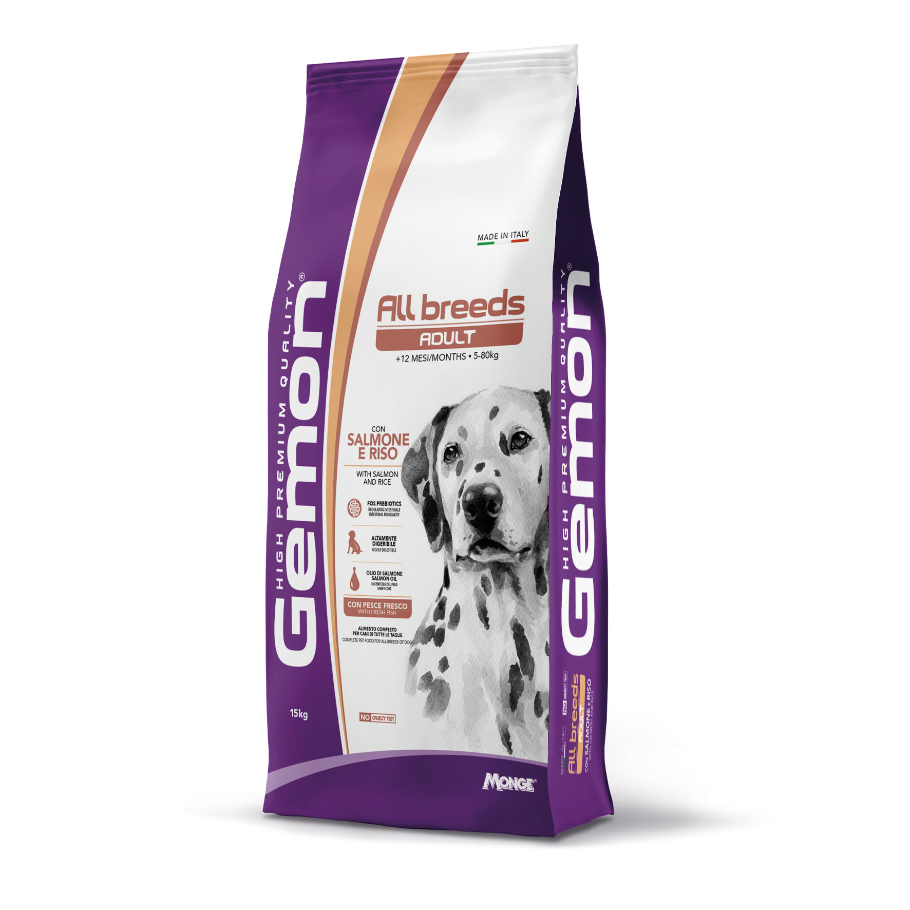 Gemon Dog Adult für alle Rassen mit Lachs & Reis, 15kg