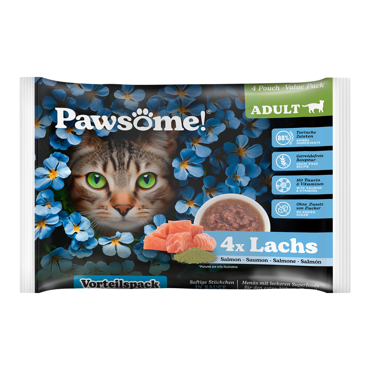 Pawsome Adult Lachs 4x85g