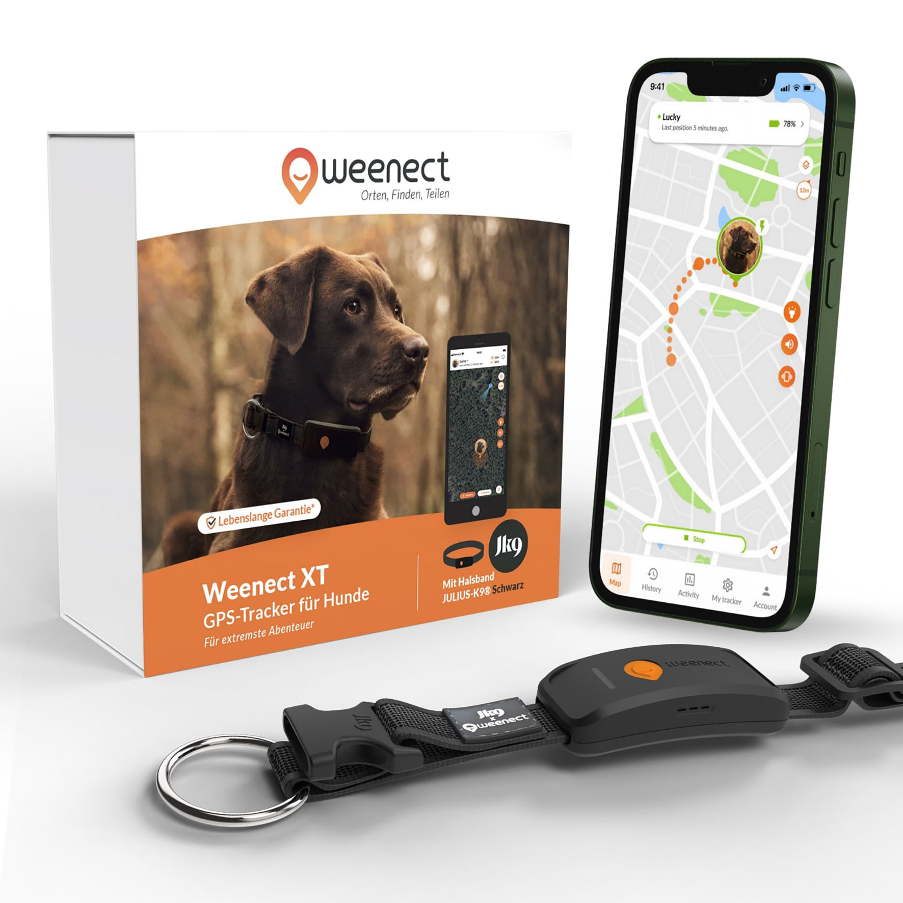 Weenect GPS Tracker für Hunde – XT, schwarz