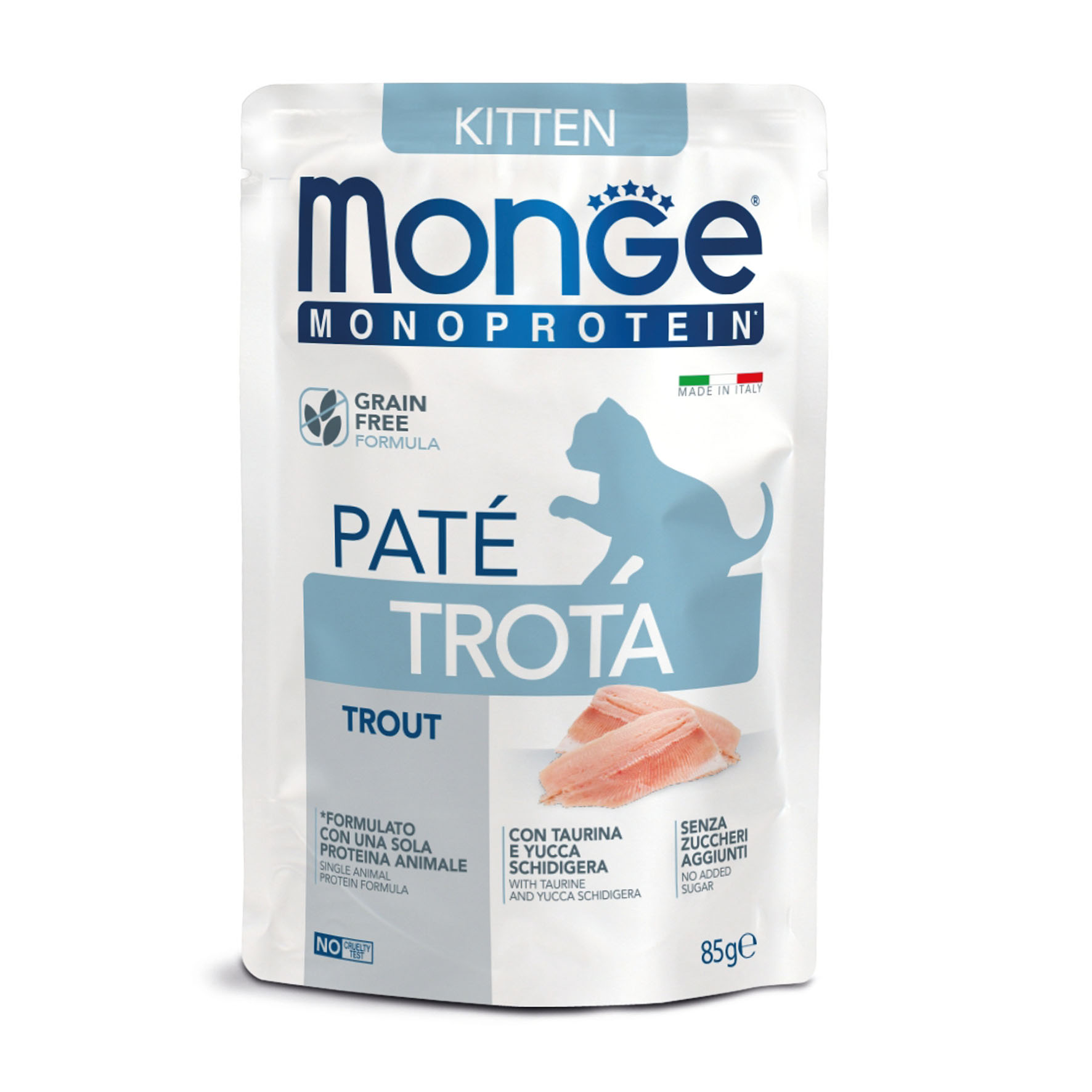 Monge Cat Kitten - Forellen-Pastete, Nassfutter für Kätzchen, 85g