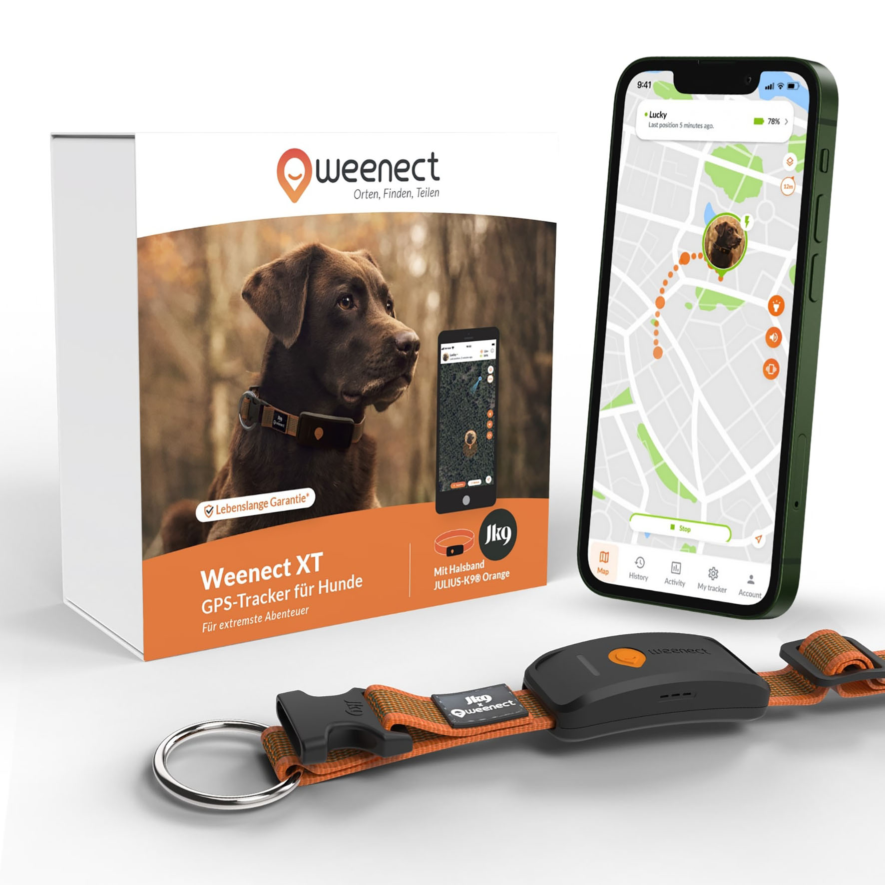 Weenect GPS Tracker für Hunde – XT, orange
