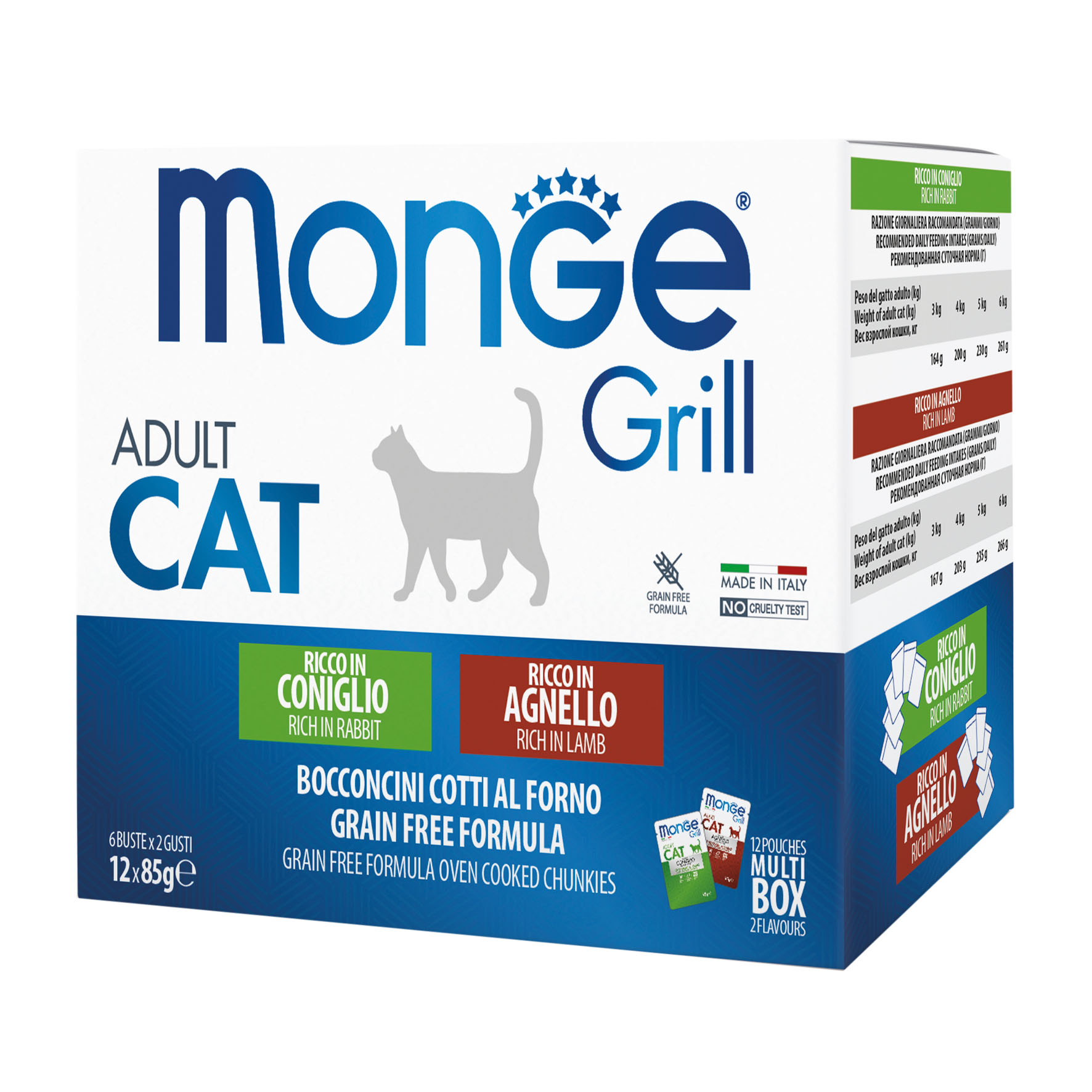 Monge Grill Cat Adult Multipack mit Kaninchen und Lamm, 12x85g Monge Grill Cat Adult Multipack mit Kaninchen und Lamm, 12x85g